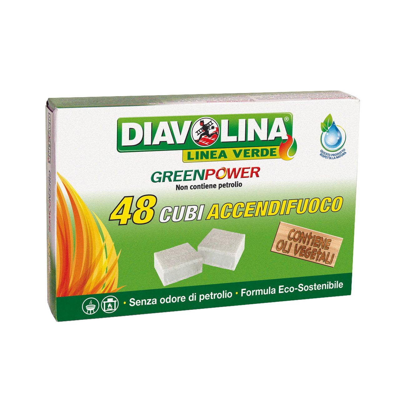 Accendifuoco 48 cubi diavolina green power 15335 - 24 pz