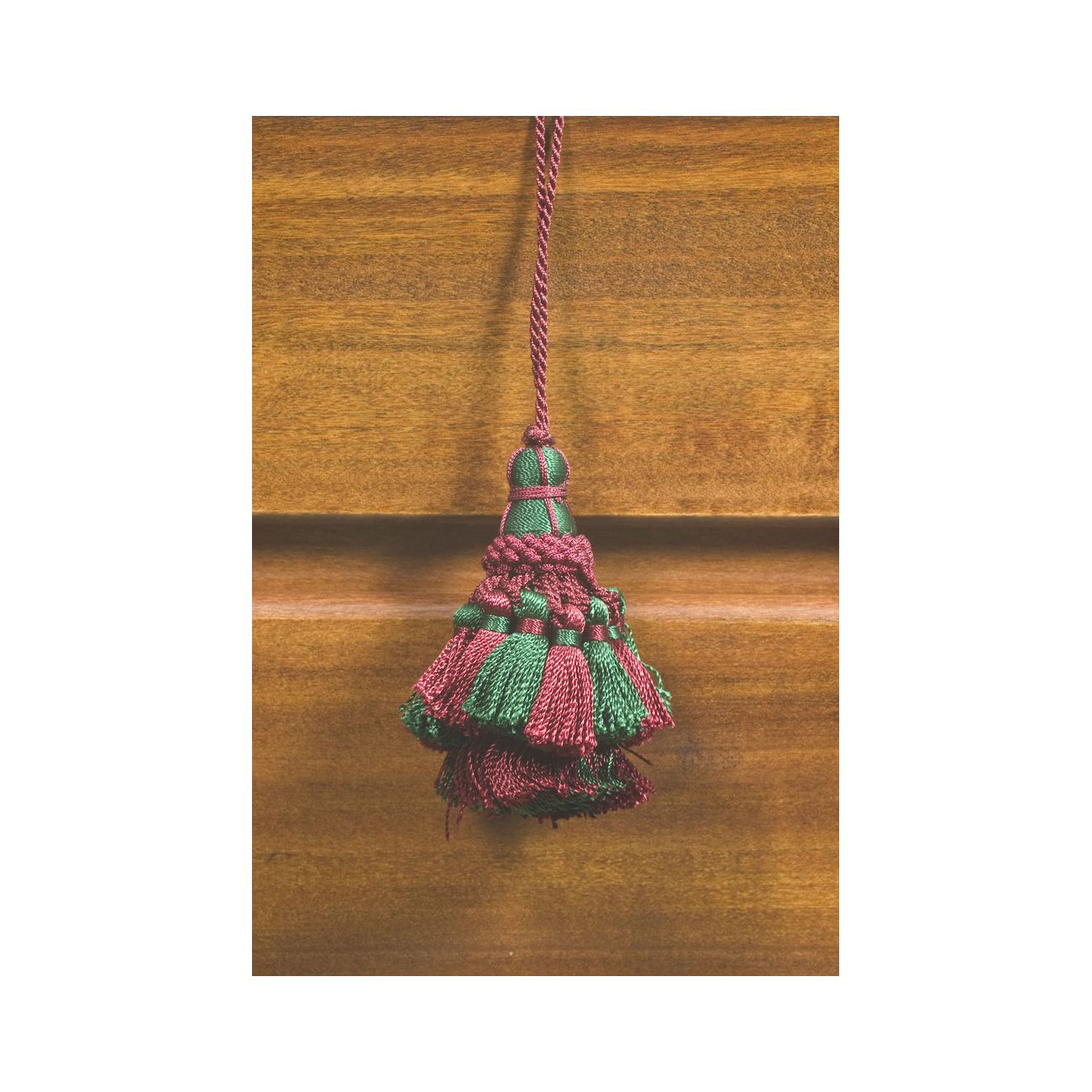 Fiocco x chiavi cm.9 verde/bordo - 6 pz