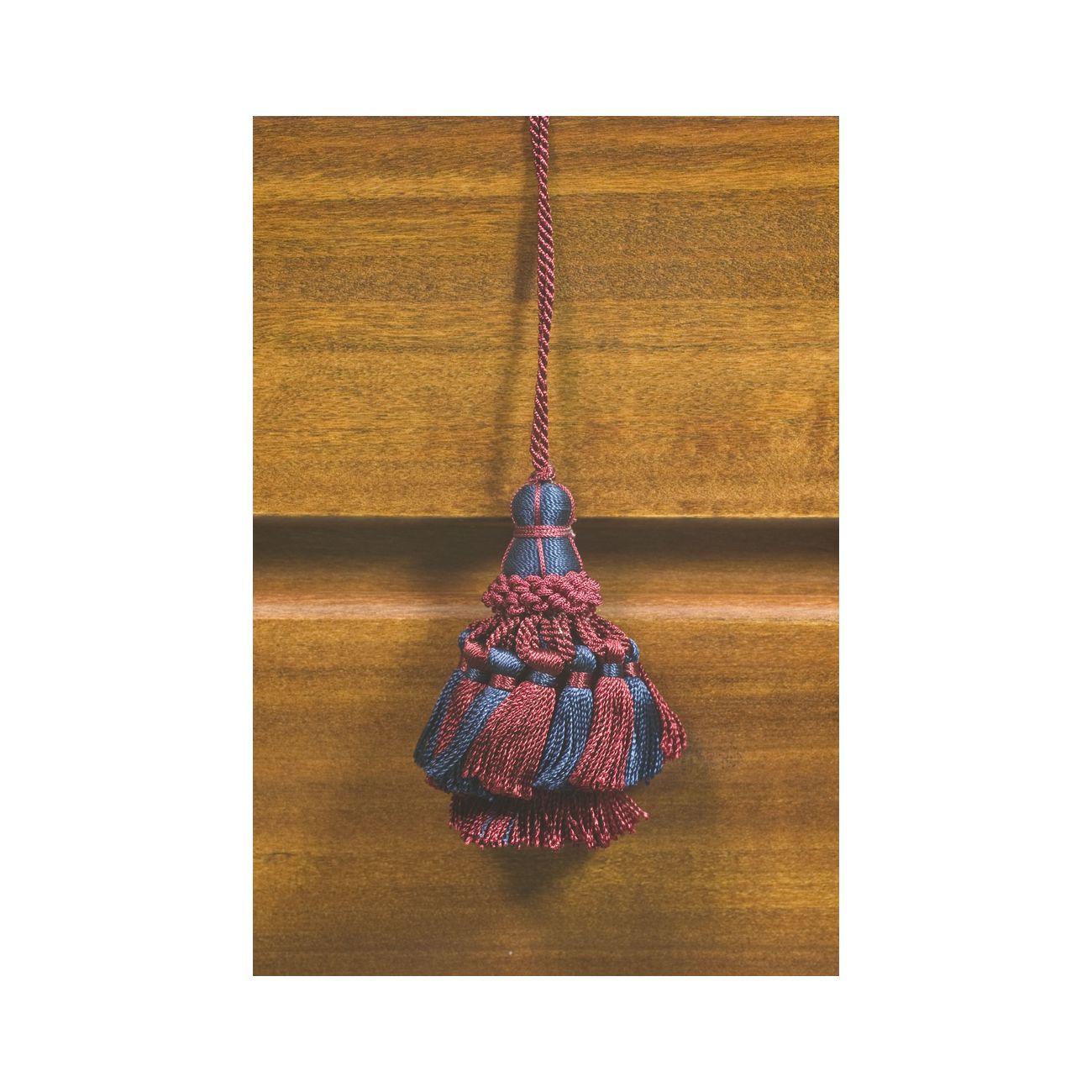 Fiocco per chiavi blu con bordo - 9 cm - 6 pz