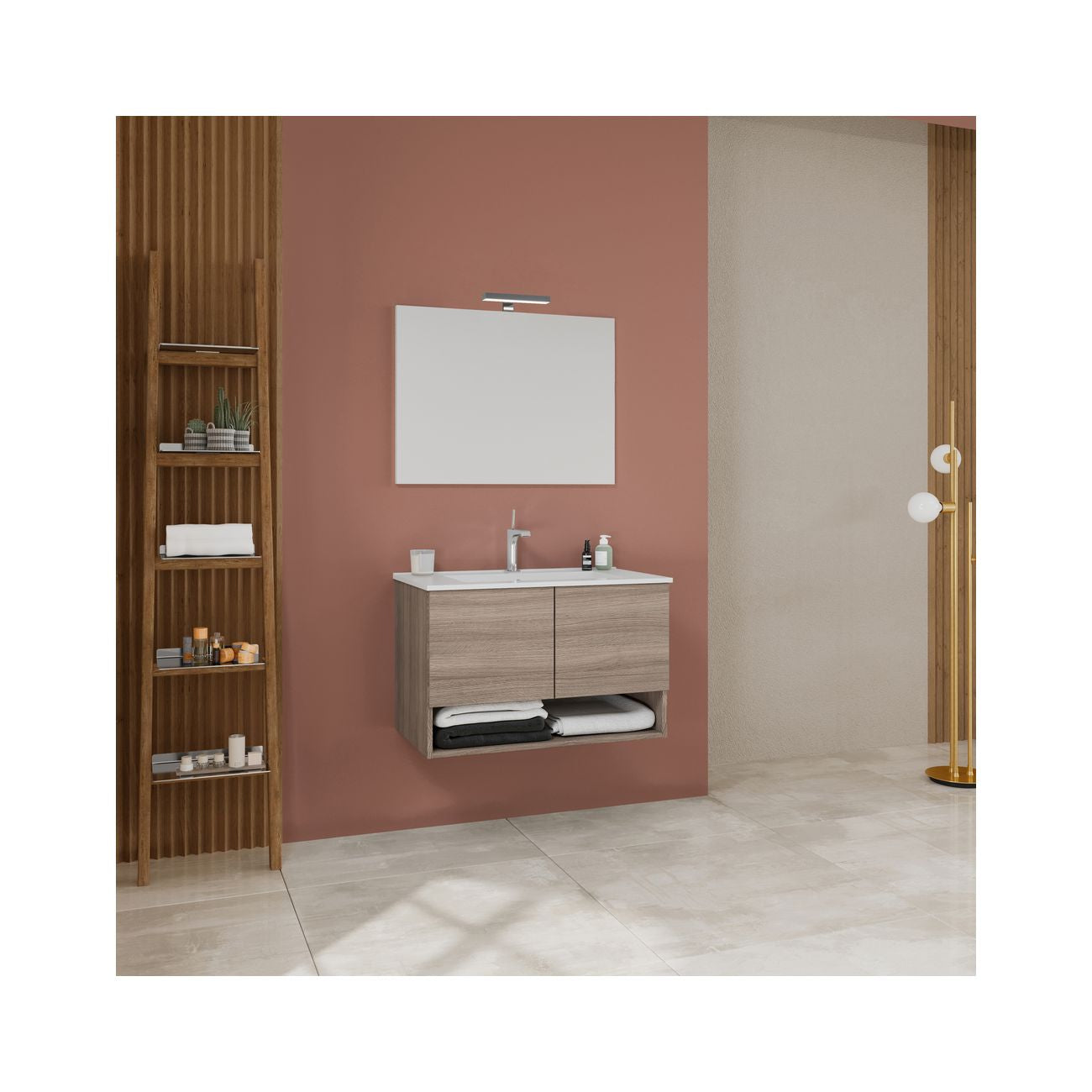 Mobile bagno oslo cm. 80 sospeso rovere fumo