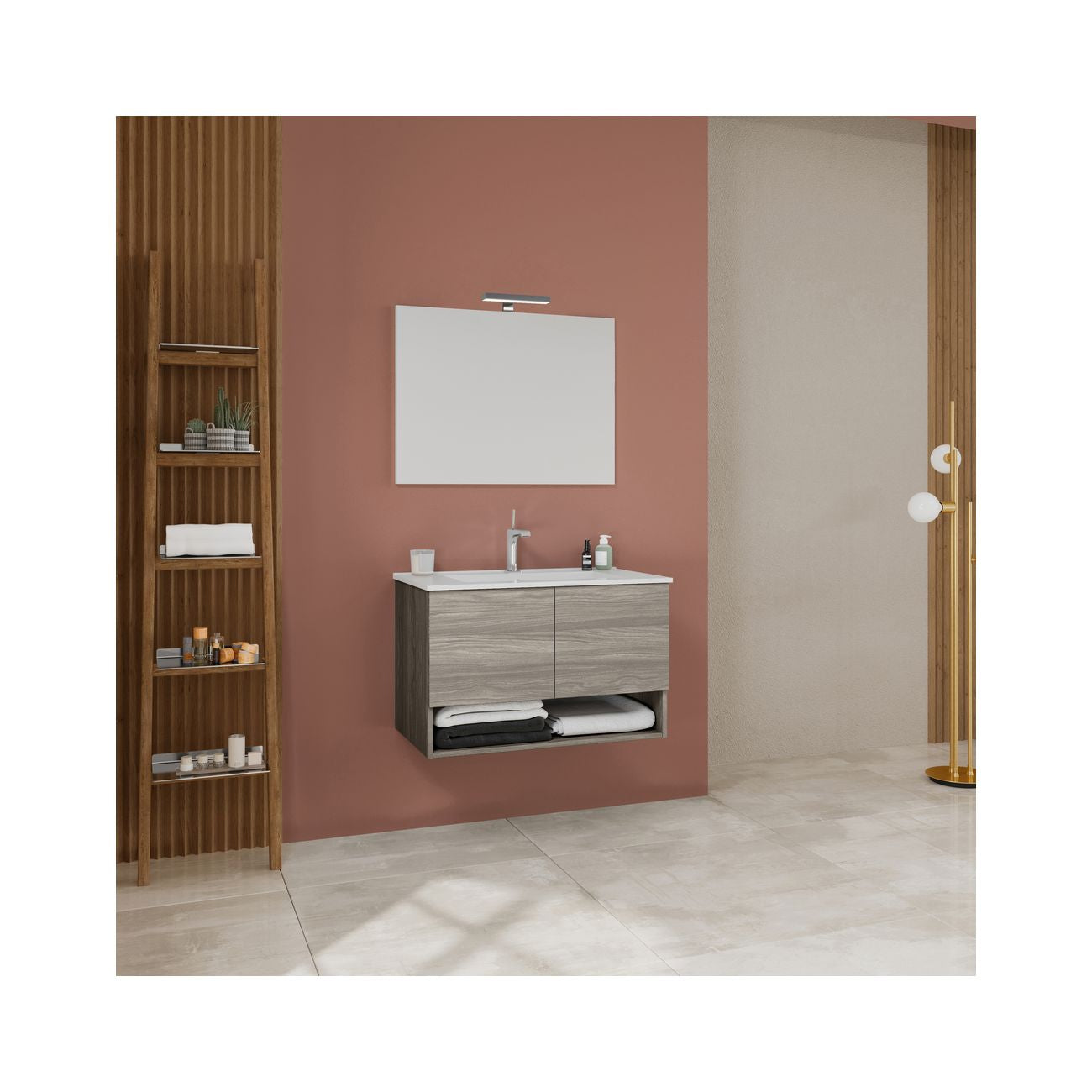 Mobile bagno oslo cm. 80 sospeso rovere grigio