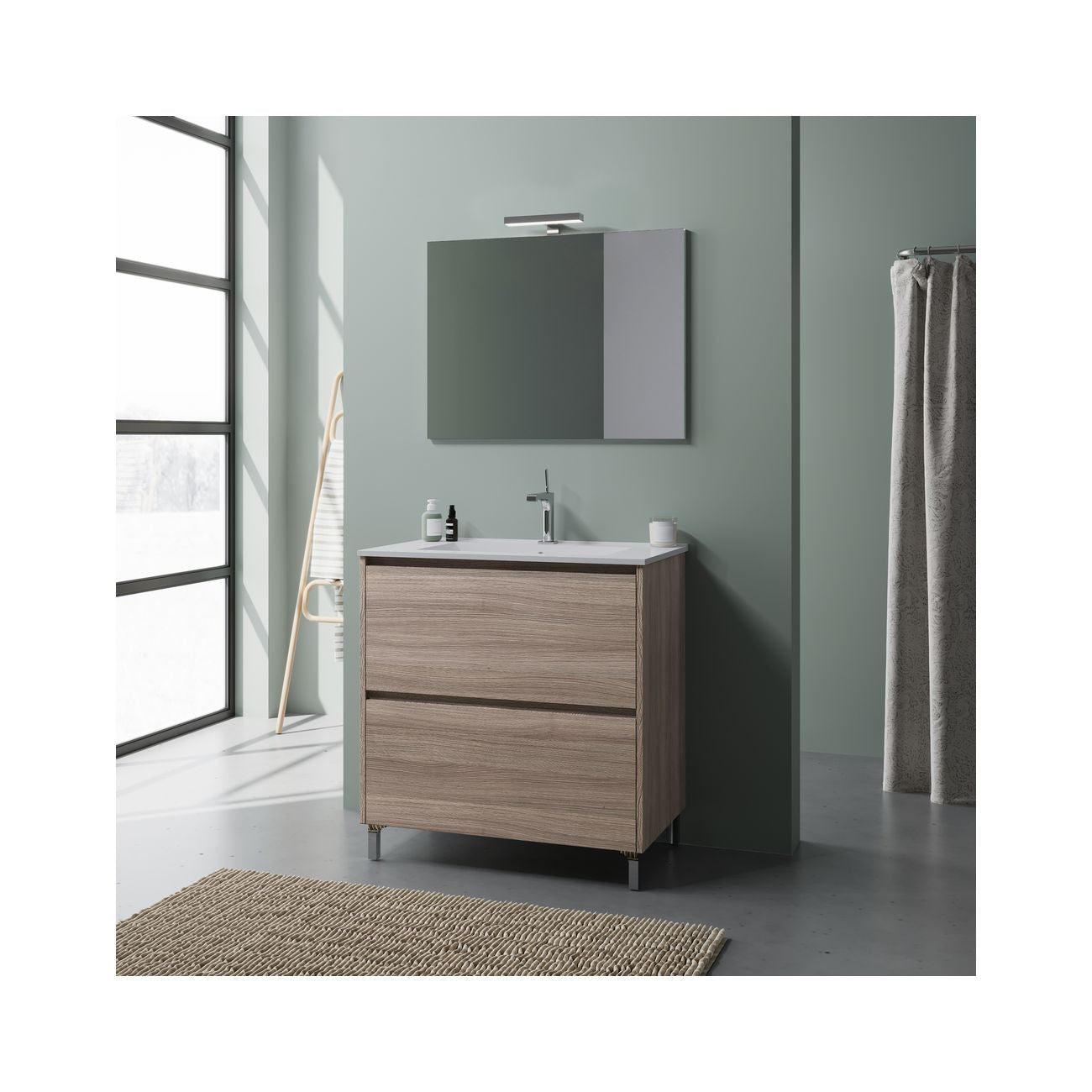 Mobile bagno lisbona cm. 80  rovere fumo