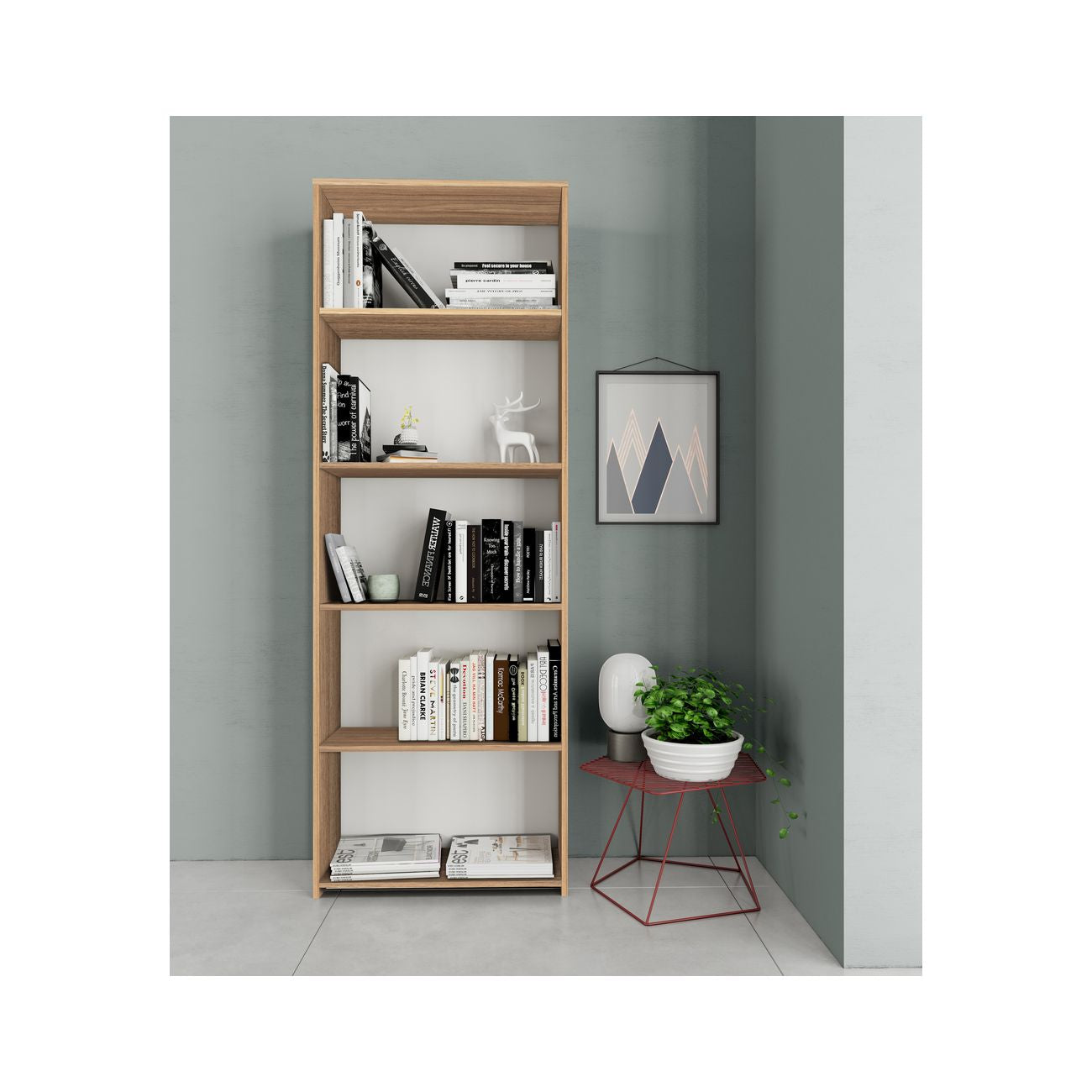 Kit libreria 4 ripiani rovere bar. cm.l65xh183xd25