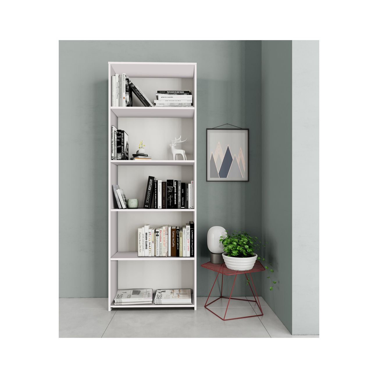 Kit libreria 4 ripiani bianco cm.l65xh183xd25