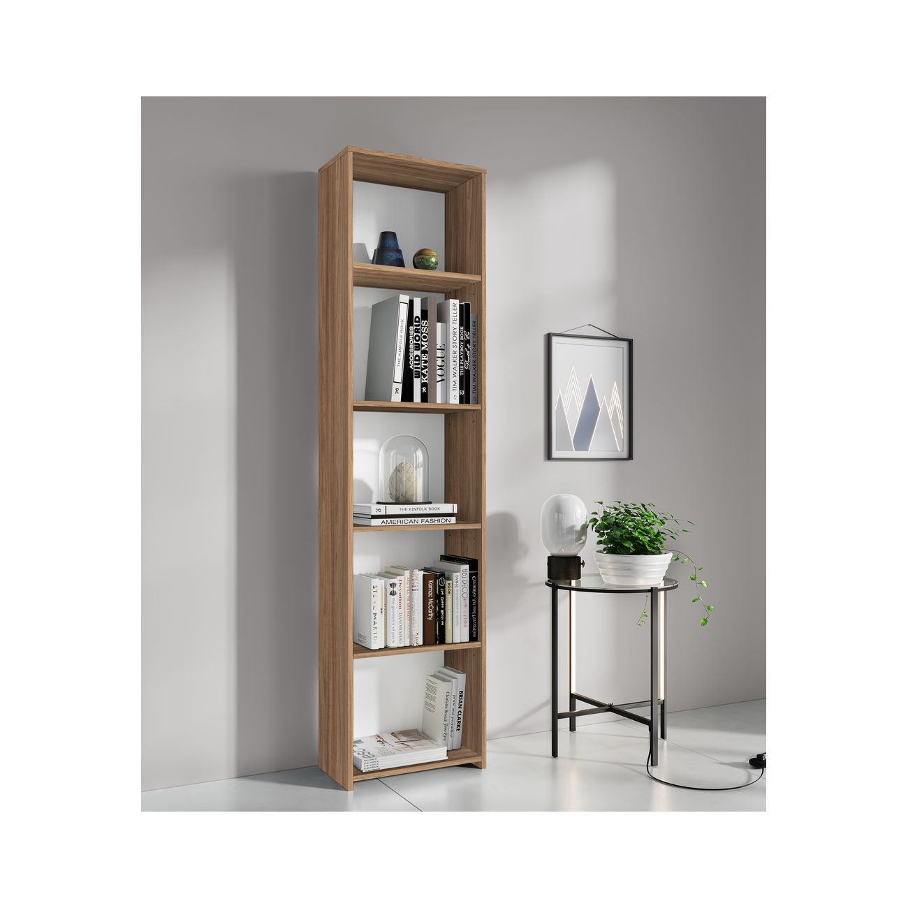 Kit libreria 4 ripiani rovere bar. cm.l45xh183xd25