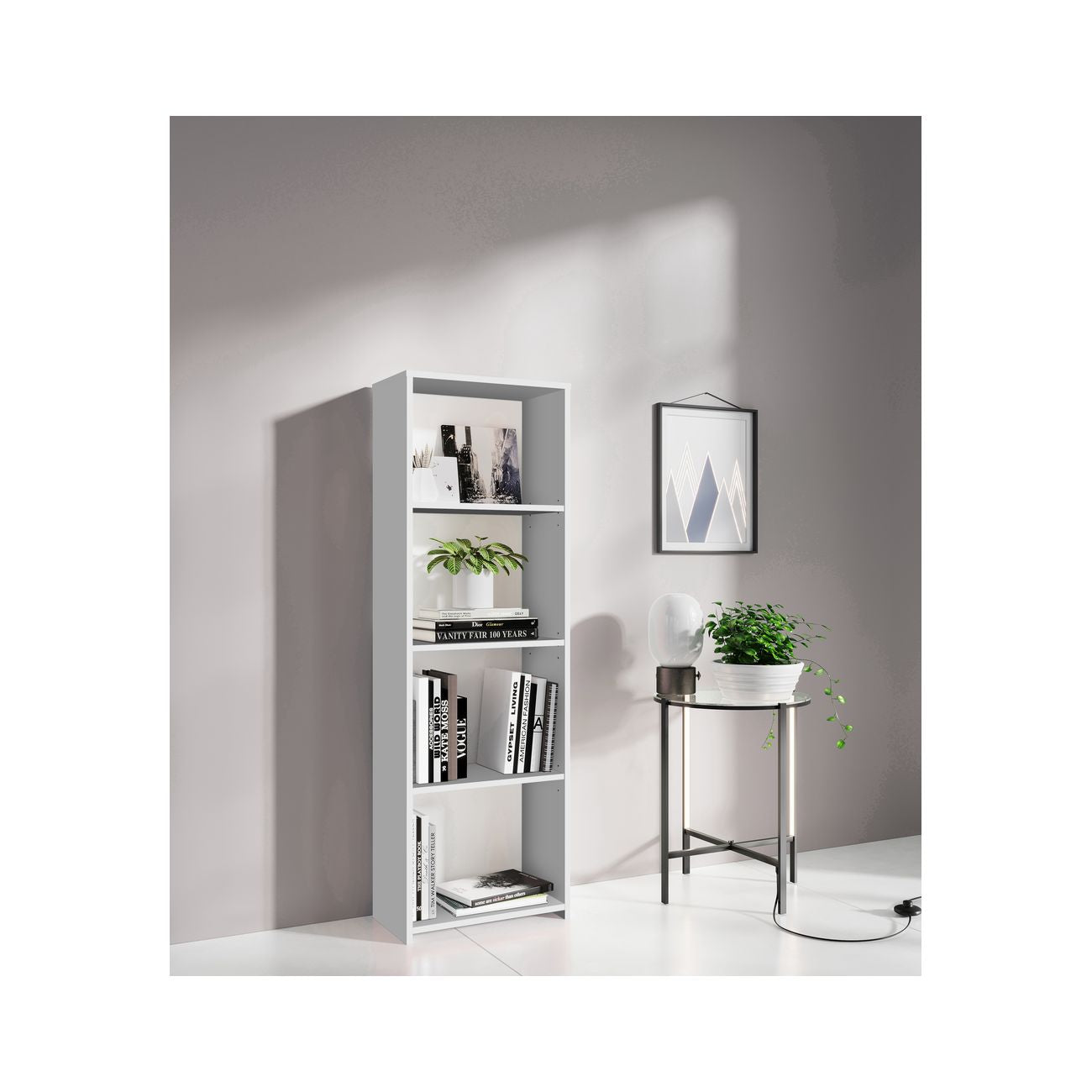 Kit libreria 3 ripiani bianco cm.l45xh138xd25