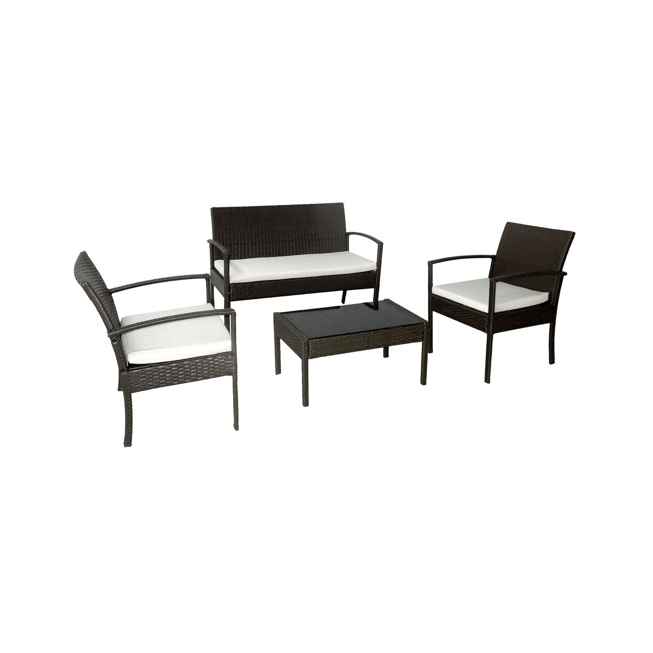 Salottino in polirattan - Boulevard - 4pz - marrone