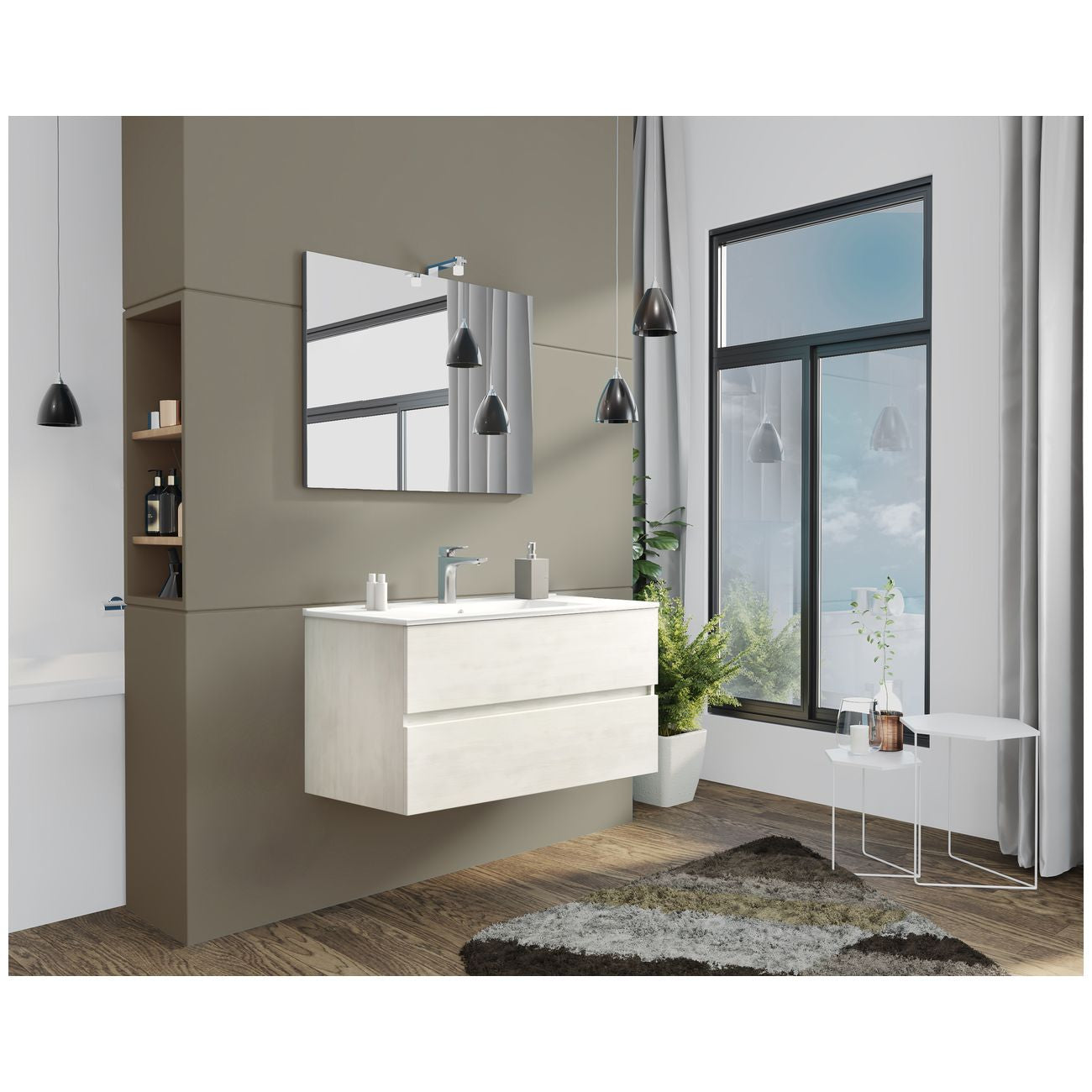 Mobile bagno new splash cm.105 rovere bianco