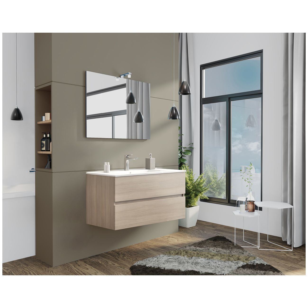 Mobile bagno new splash cm.105 rovere fumo