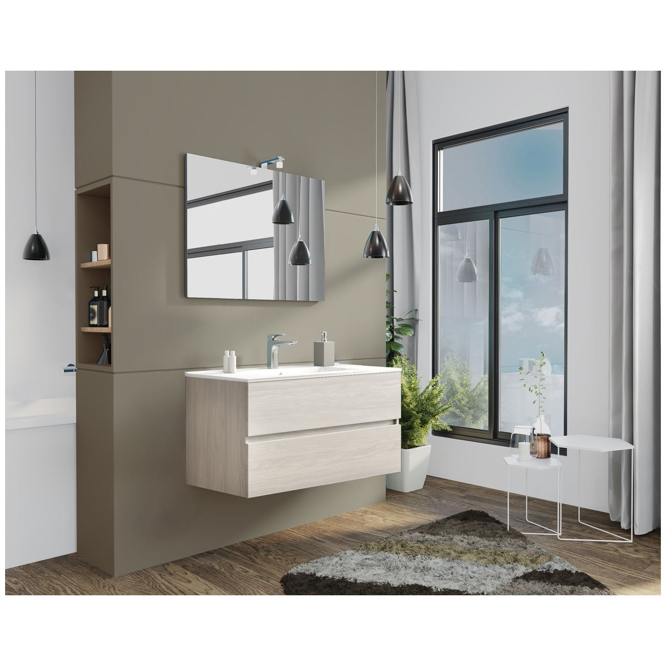 Mobile bagno new splash cm.105 rovere grigio