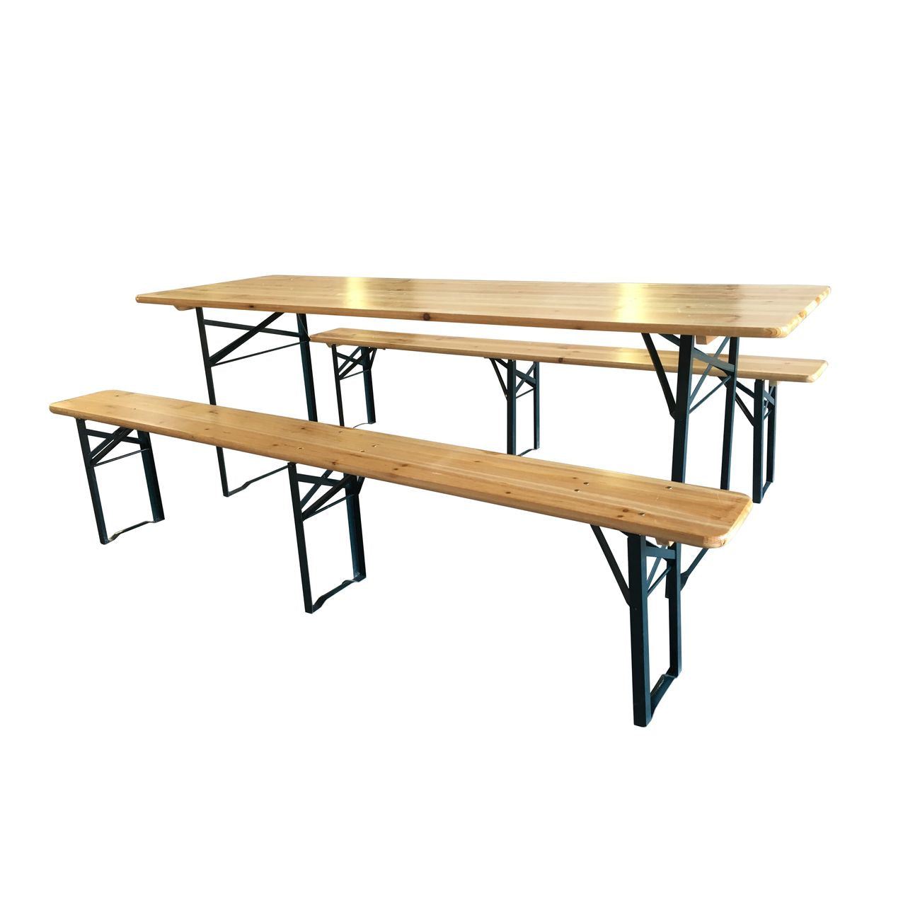 Set birreria in legno e metallo - con due panche