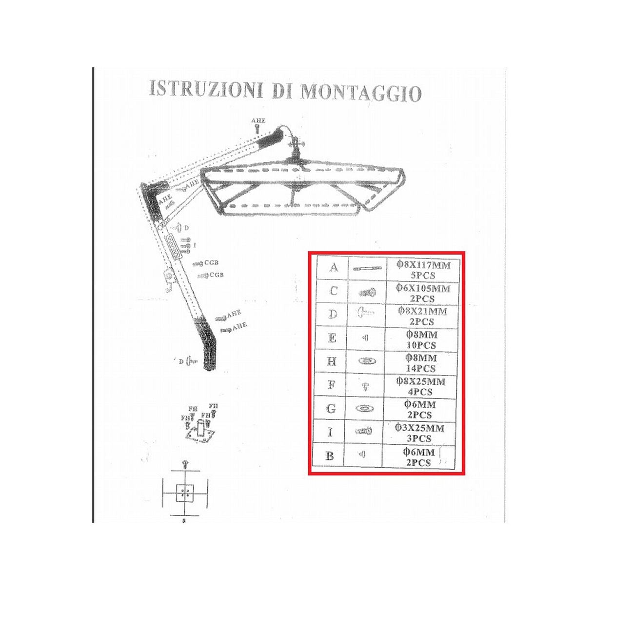 Zz-kit viti x ombrellone decentrato palo 93