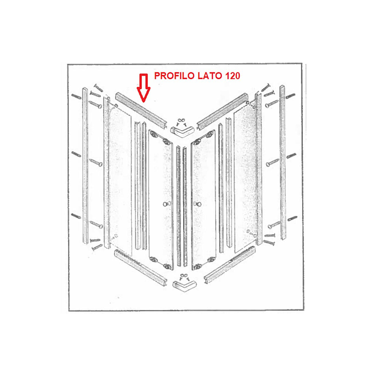 Zz-profilo lato 120 inf.+sup.x box doccia crist.tras/ser.mm.6cm