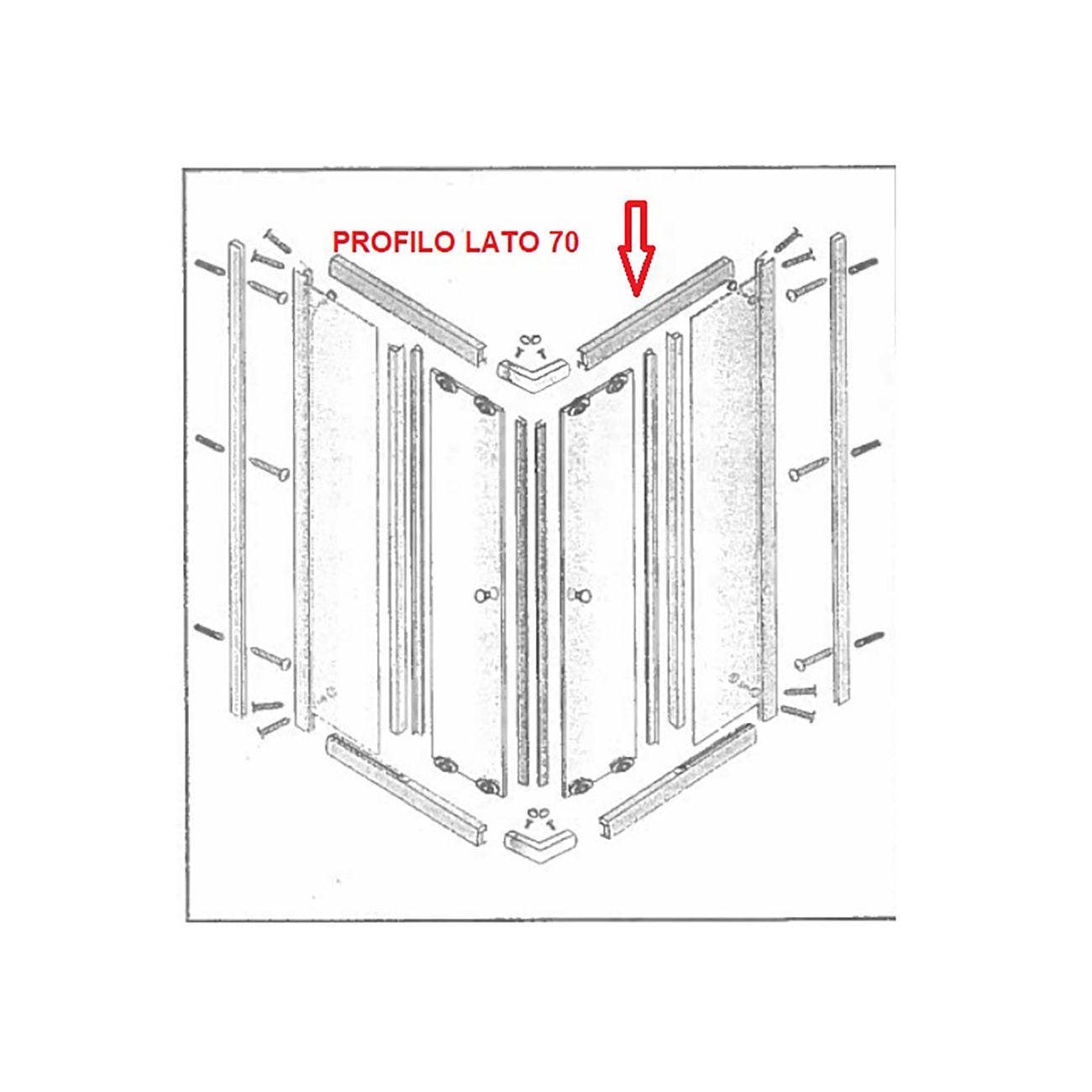 Zz-profilo lato 70 inf.+sup. x box doccia crist.tras/ser.mm.6cm