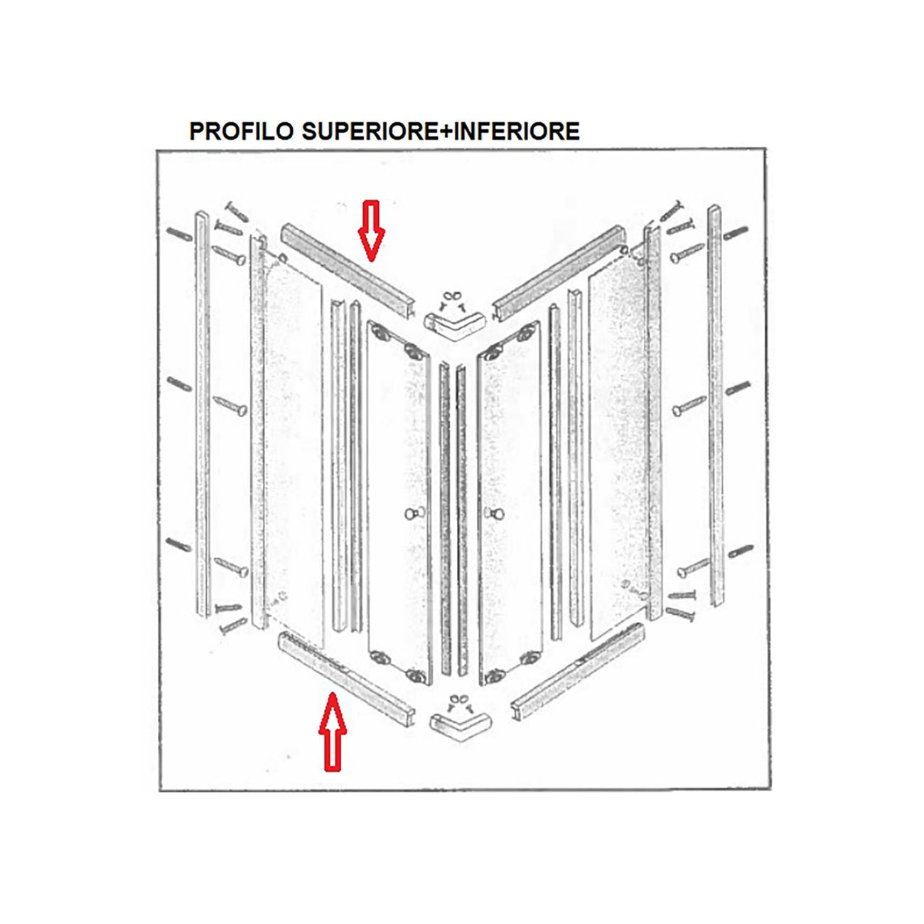 Zz-profilo sup+inf.x box doccia crist.tras/ser mm.6 cm.80x80 lusso