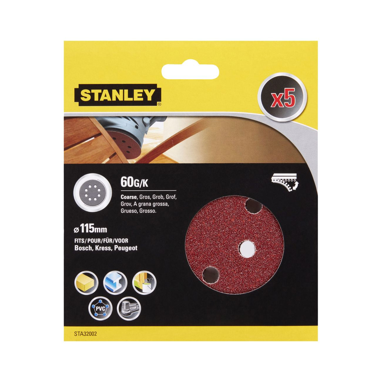 Piranha/stanley sta32002 (x32002)  5 dischi vel.rot-orb 115 gr.60