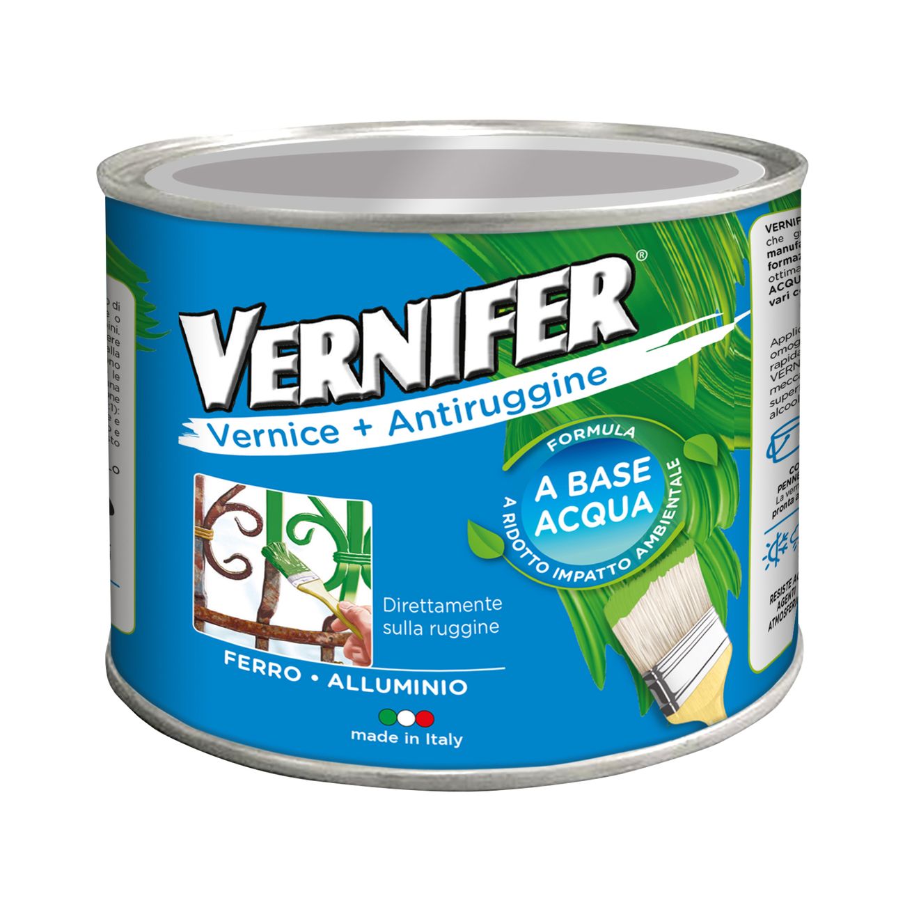 AREXONS | Vernifer a Base Acqua, Vernice e Antiruggine 500 ml, Colore Grigio Medio Brillante
