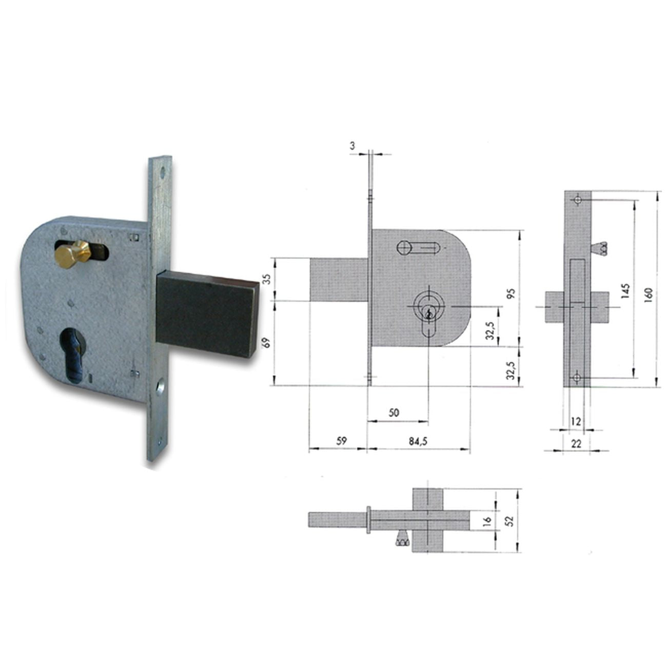 Cisa 42032-50-0 Serratura Cancello Cil Sag
