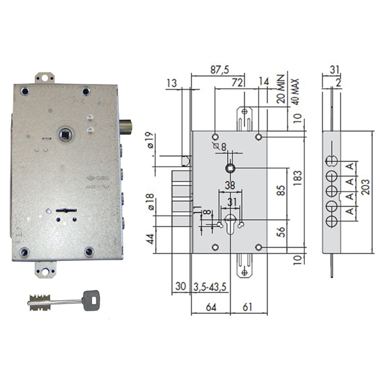 Cisa 57515-48-0 Serratura D/M Sag Blind Int28