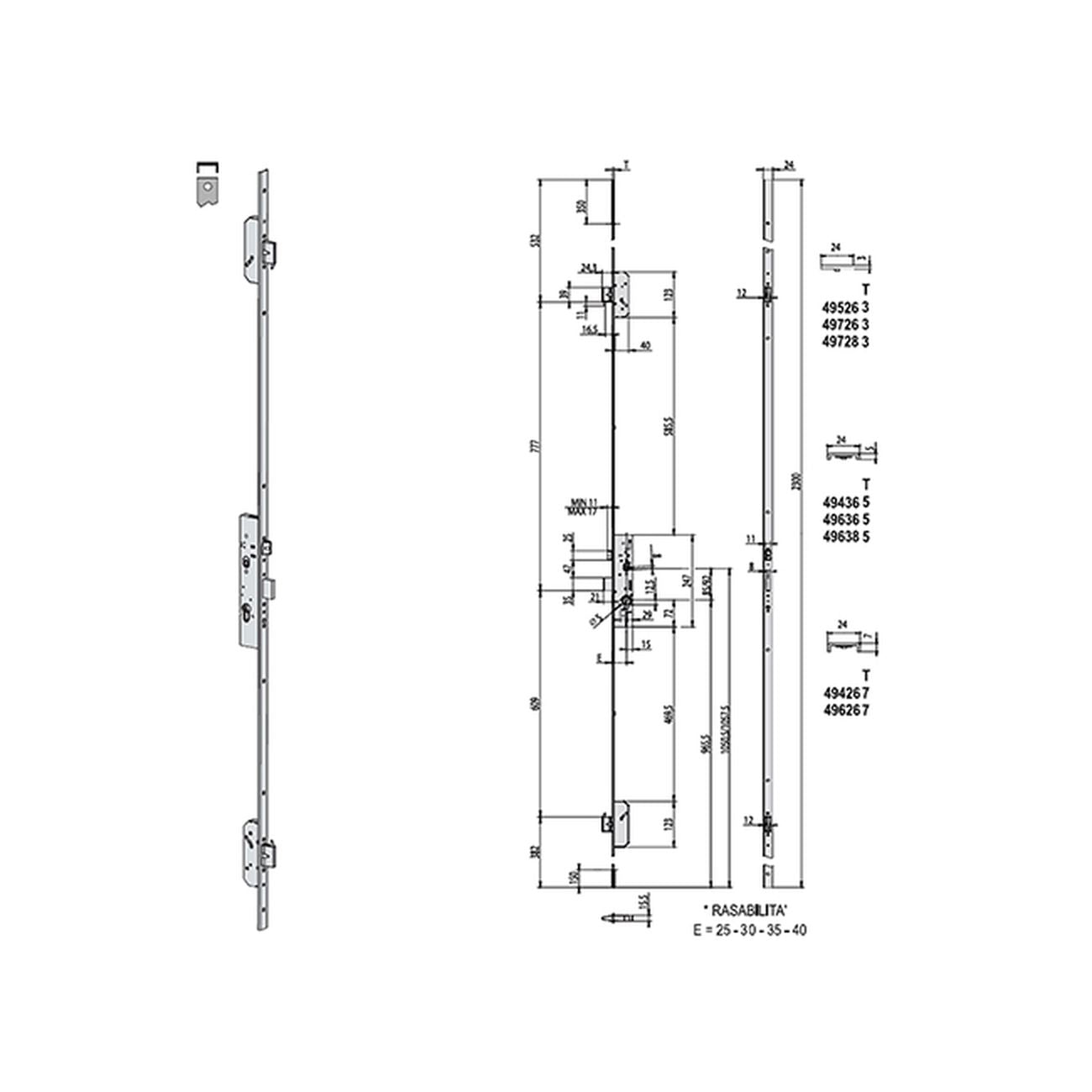 Cisa 49426-25-0 Serratura Multipunto Cil Sag