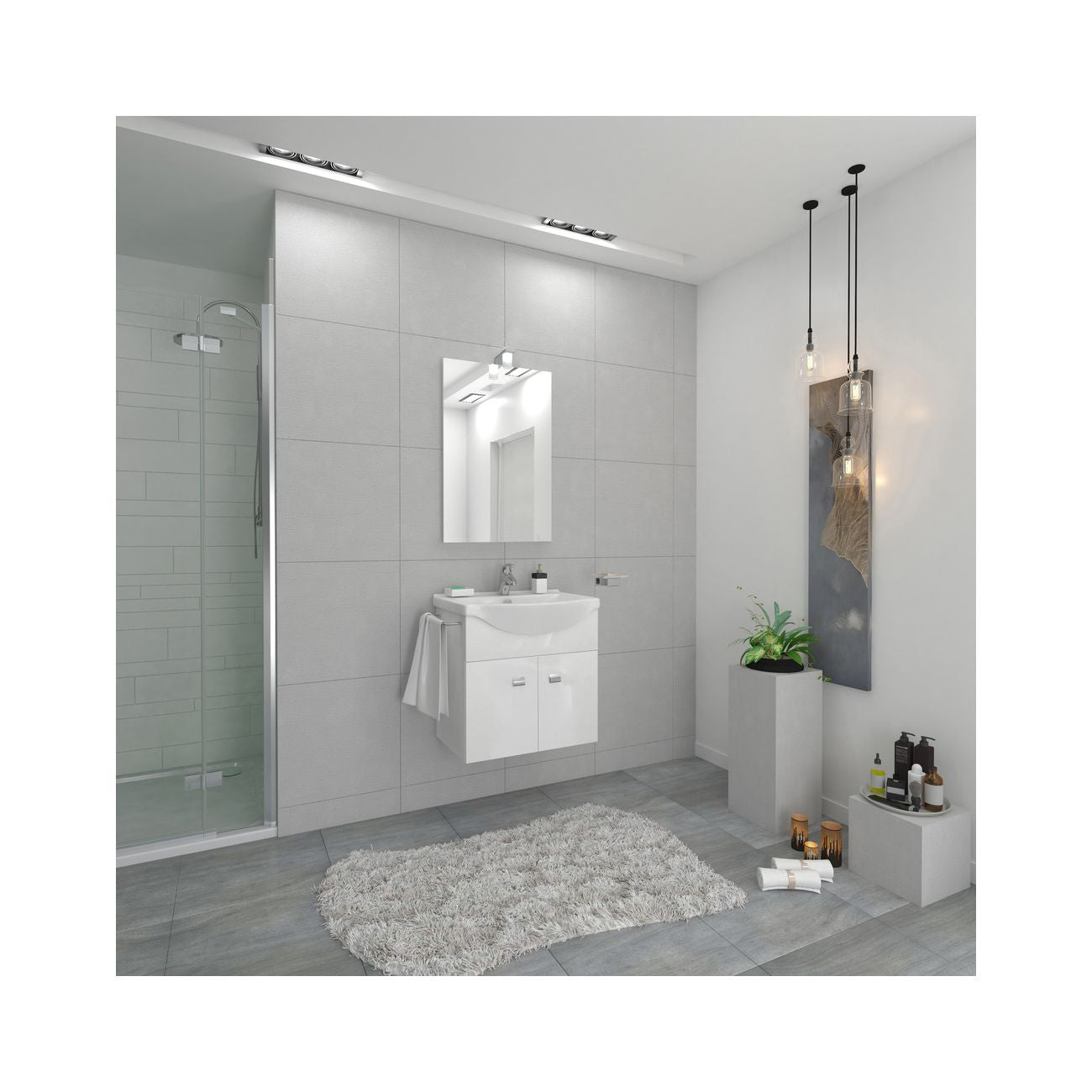 Mobile bagno emma sospeso completo bianco