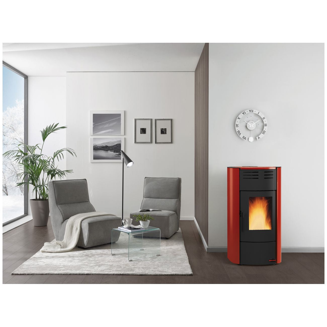 Stufa pellet kw 20,3 raffaella idro h15-bordeaux