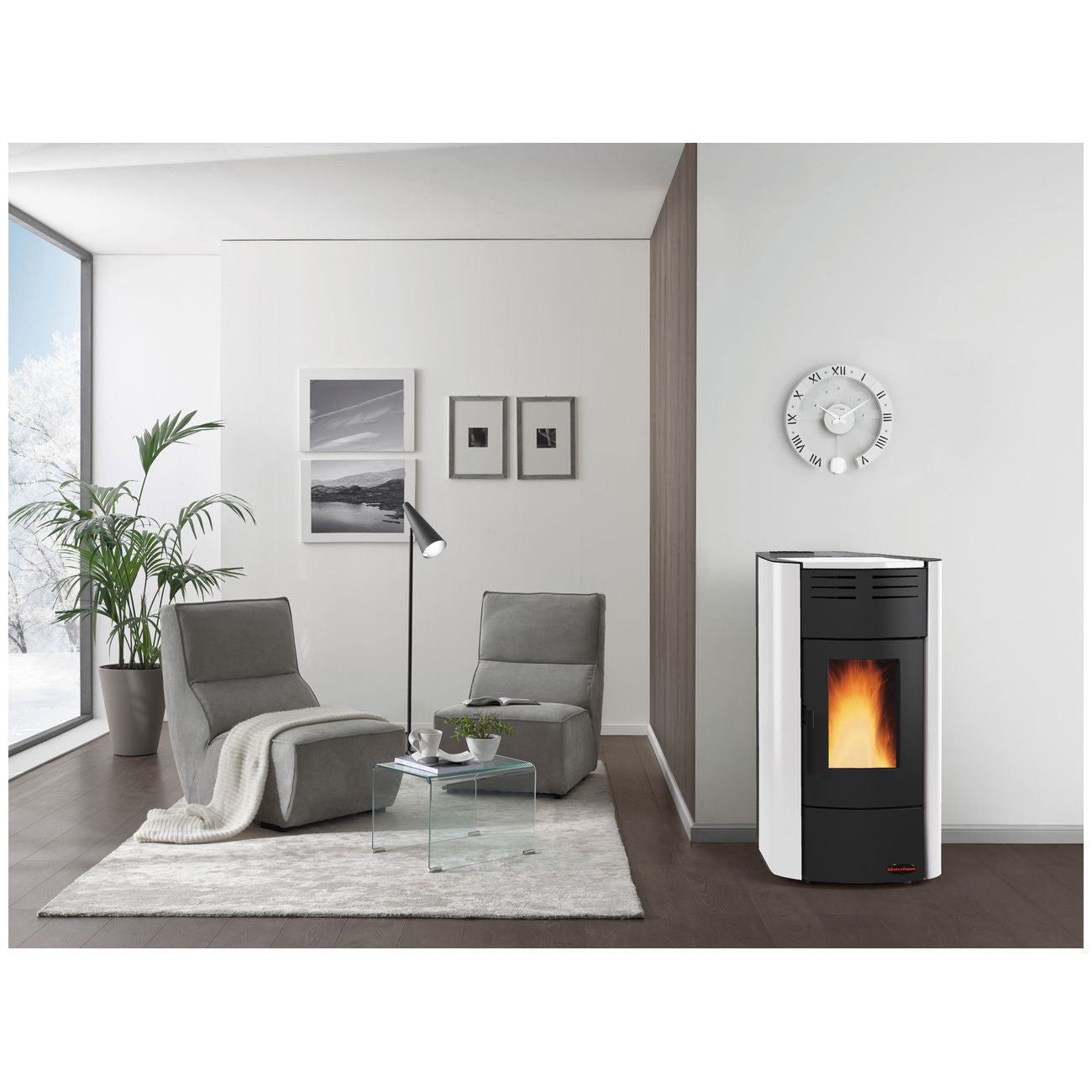 Stufa pellet kw 20,3 raffaella idro h15 bianc.