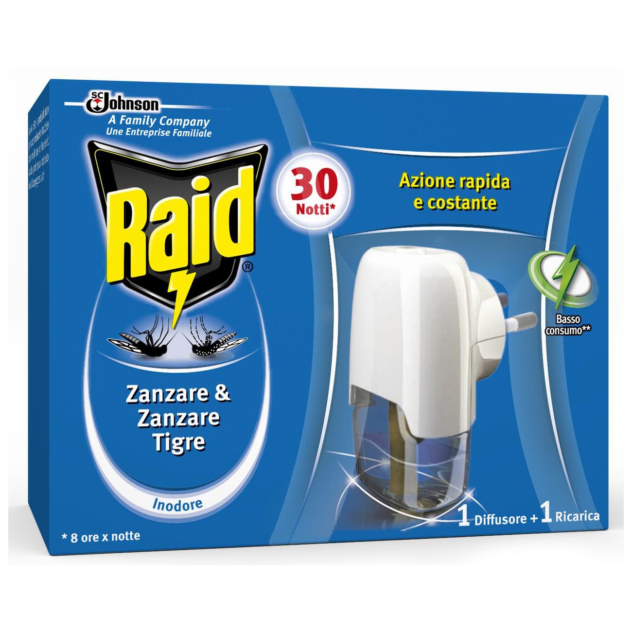 Raid elettroemanatore + liquido 30 notti - 12 pz