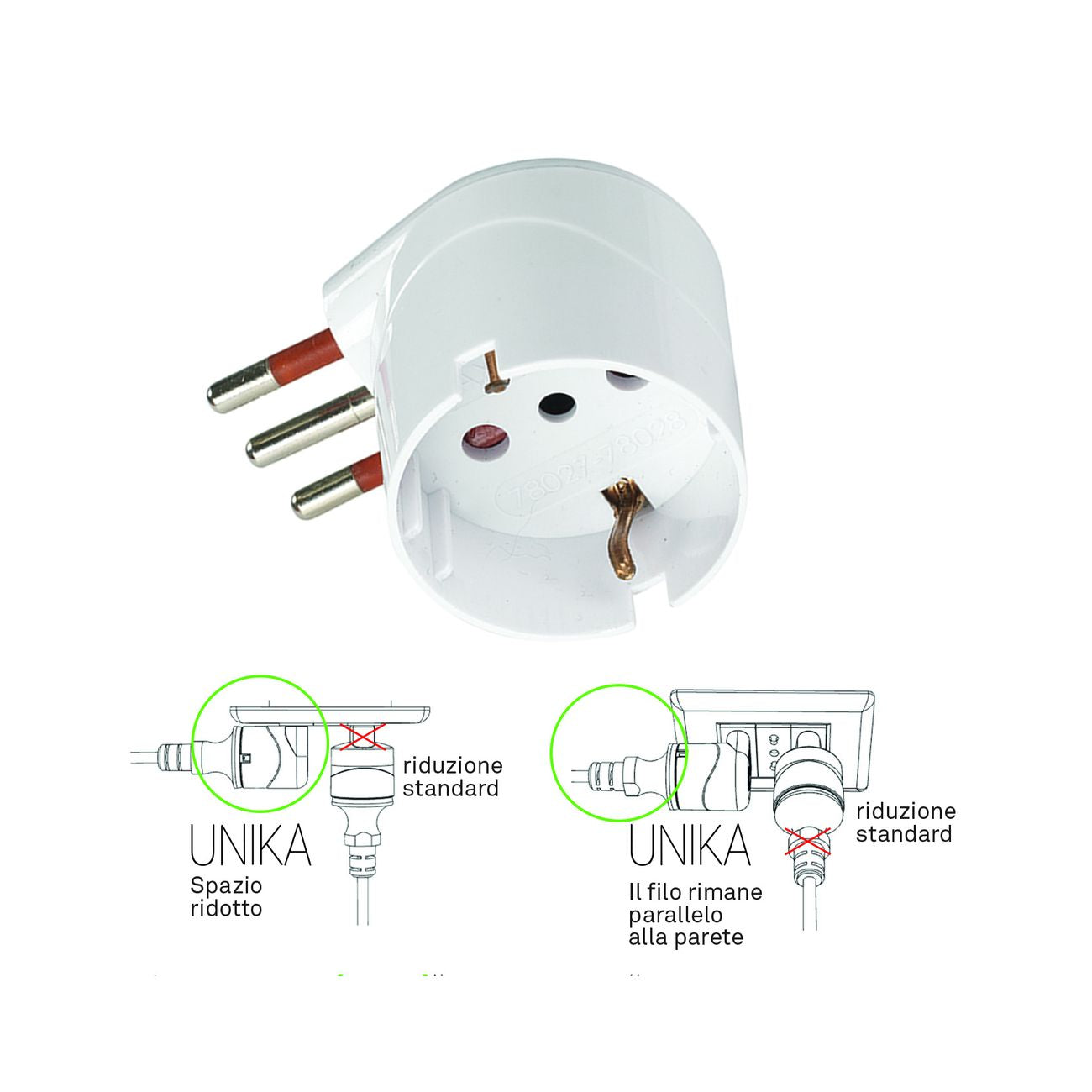 Rosi adattatore schuko 90 10a 2p+t