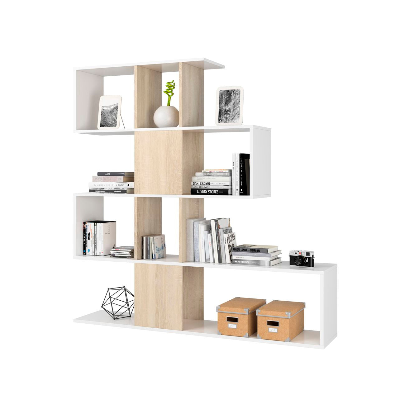 Kit libreria zig-zag cm.145x145x28 bia/can.