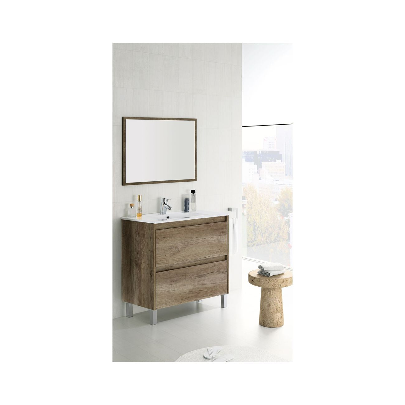 Kit mobile bagno dakota 2c cm.80x45x80h rovere nordik