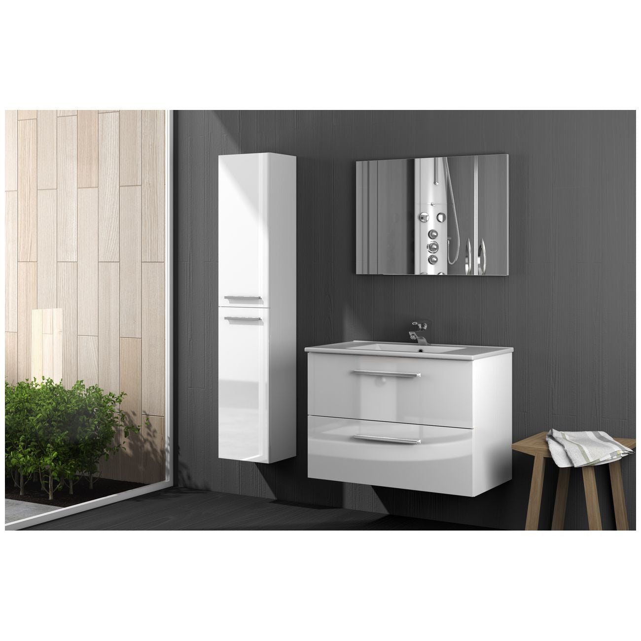 Kit mobile bagno aruba 2c cm.80x45x57h bianco