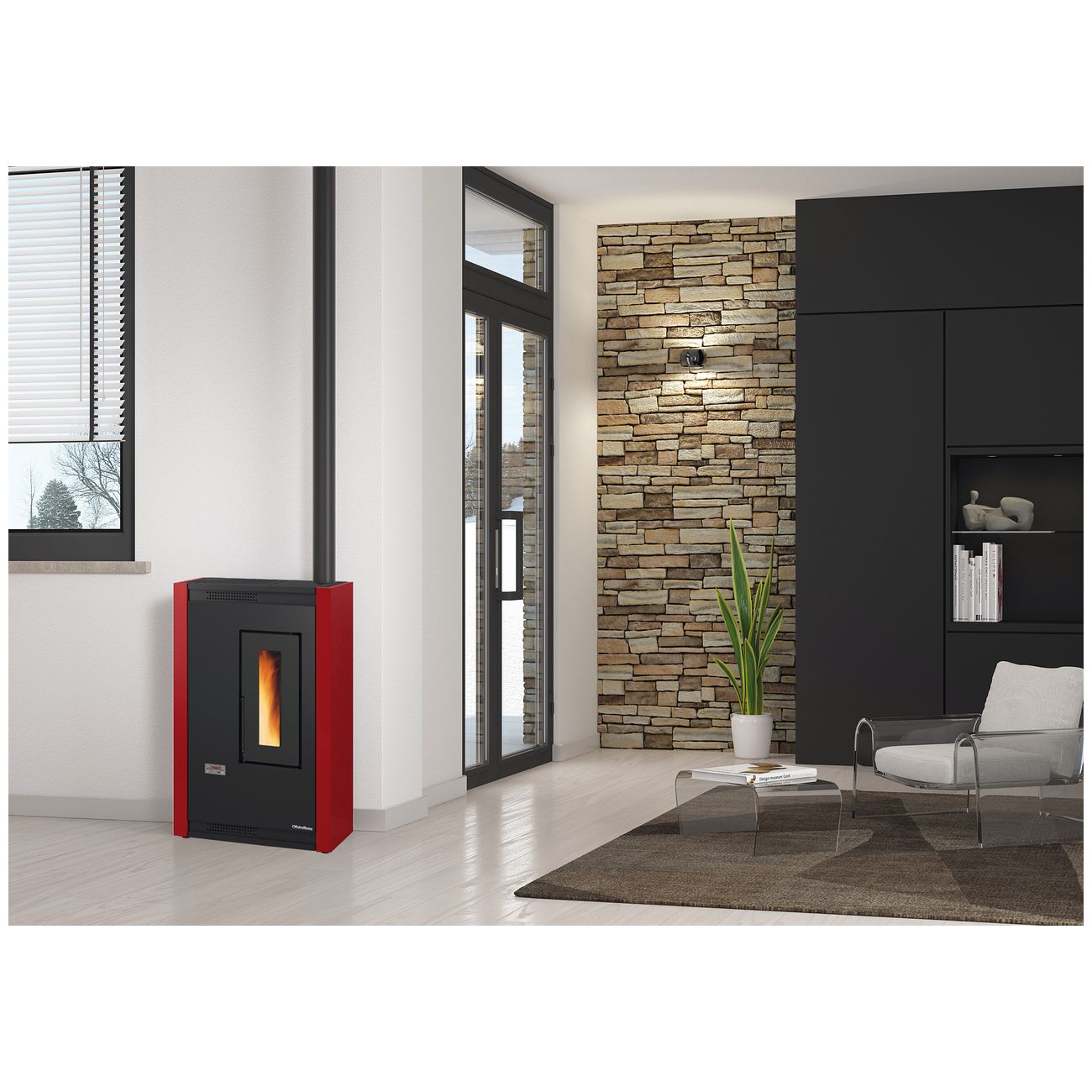 Stufa pellet kw 4,7 luisella bordeaux