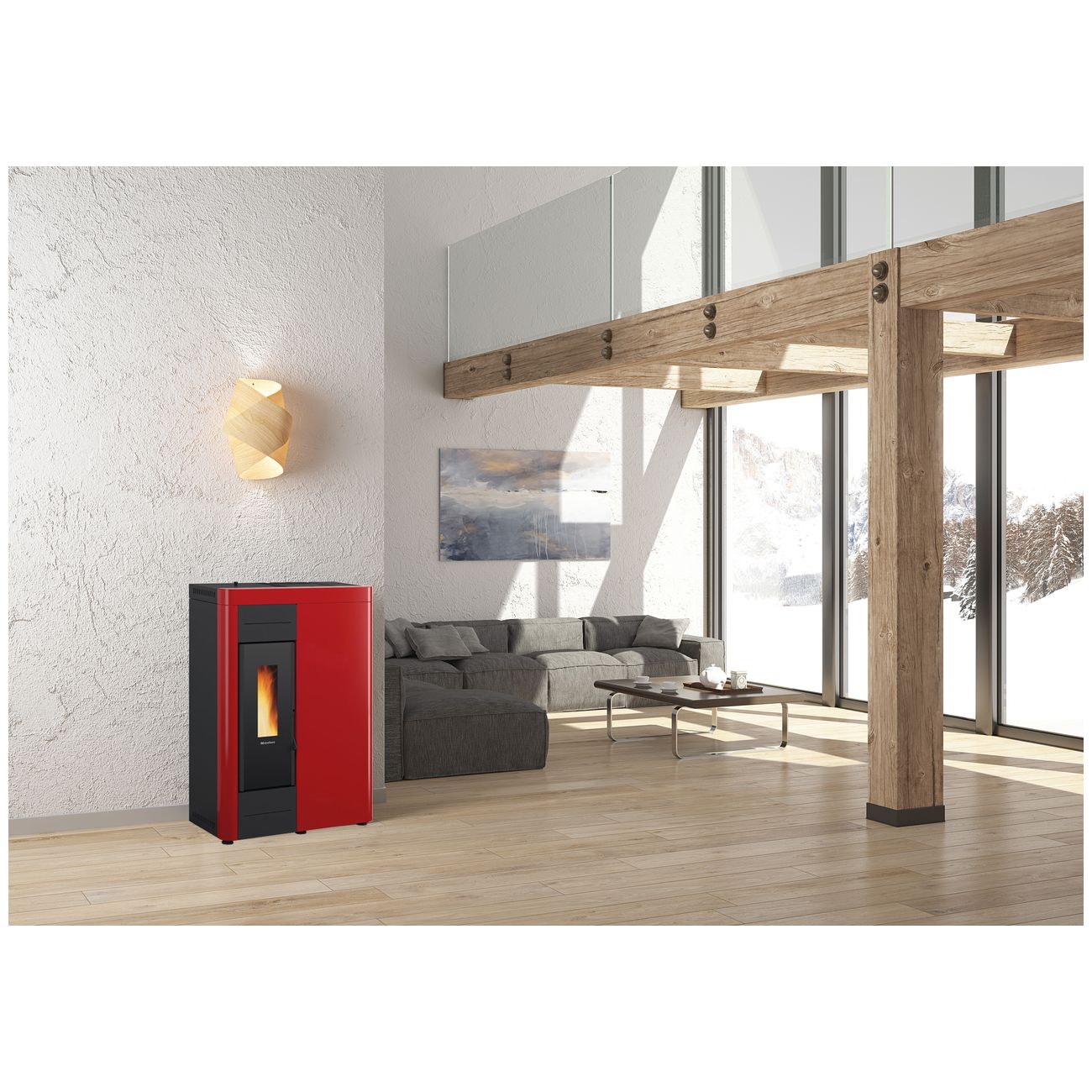 Stufa pellet kw.15,50 virna idro bordeaux