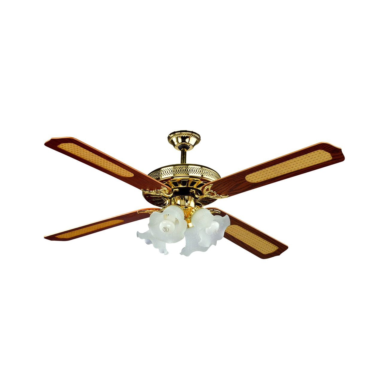 Ventilatore da soffitto - Old America - con telecomando - 4 luci - pale in legno - 60W - Ø  130cm