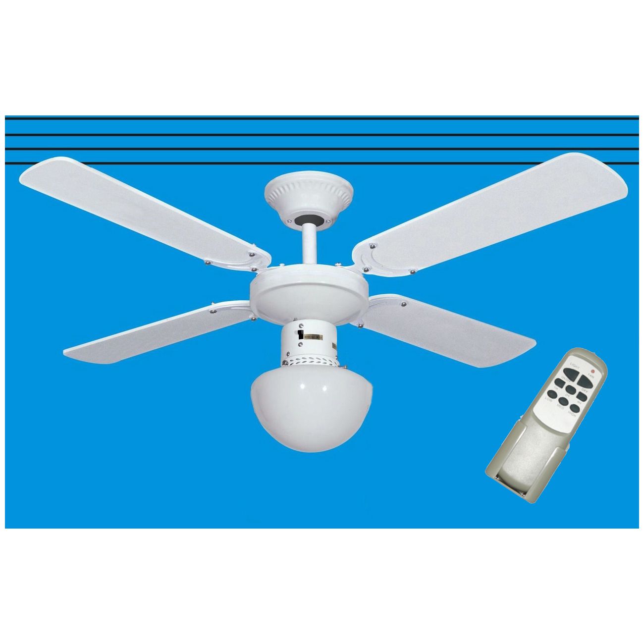 Ventilatore a soff.bianco con telec+luce d.105