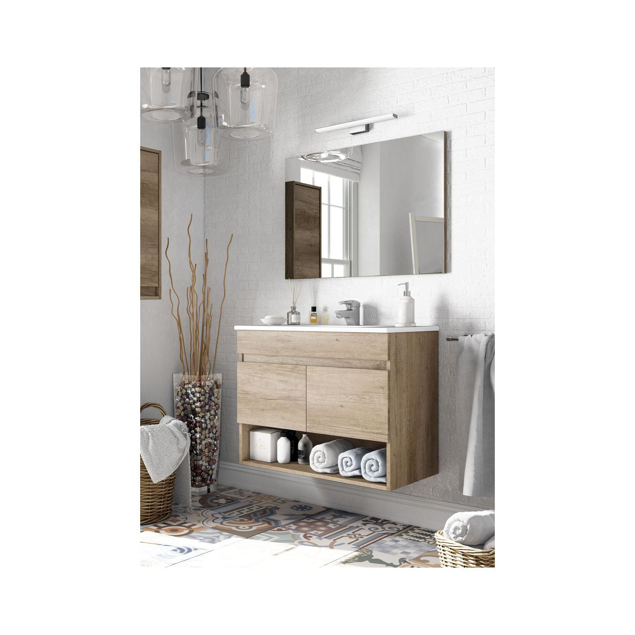 Kit mobile bagno dakota 2a cm.80x45x64h rovere nordik