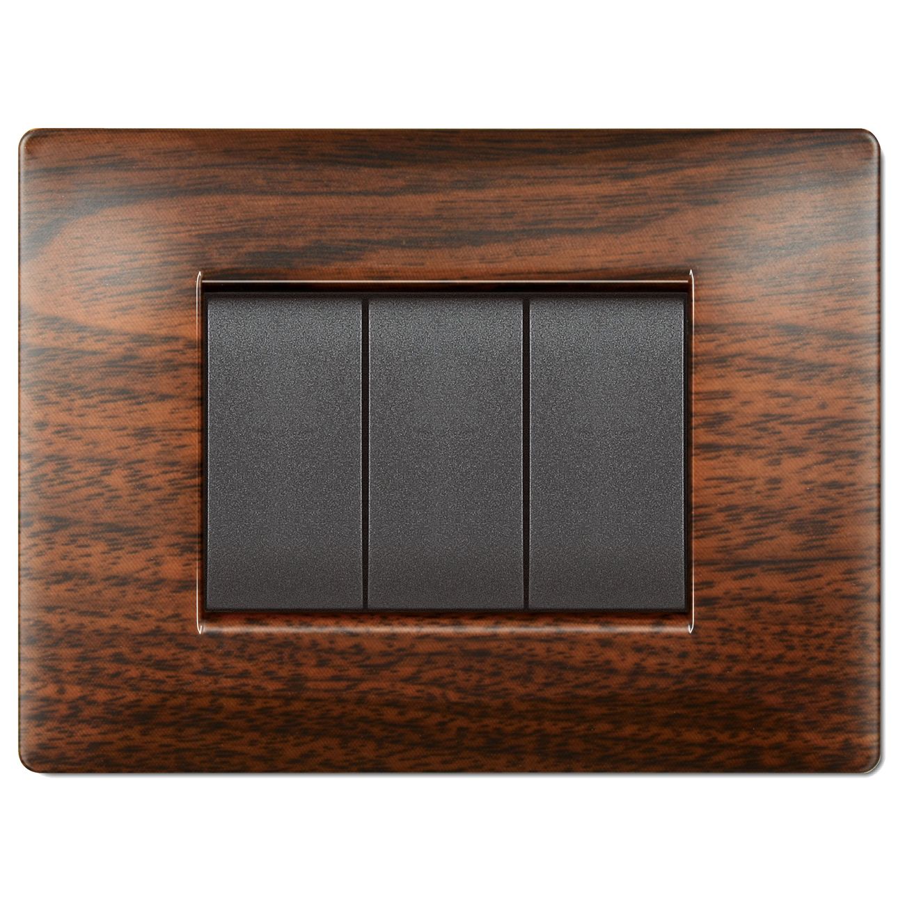 Placca life q mod.living plas.legno scuro  3p - 10 pz