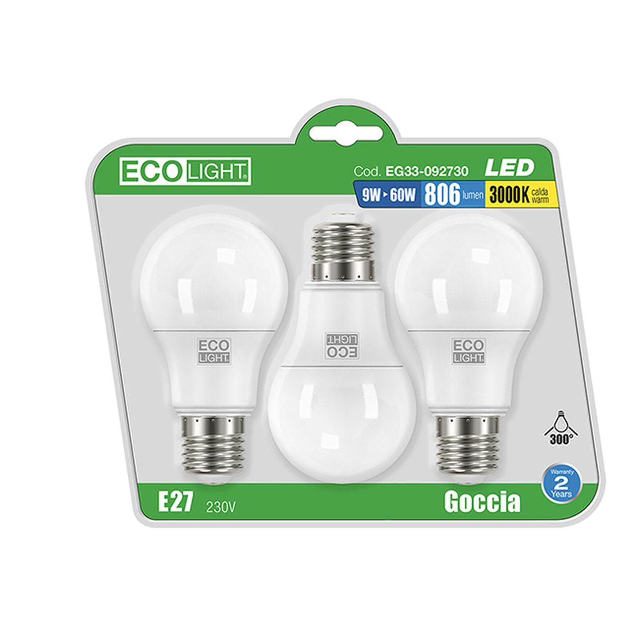 Led Tris Goccia E27 12W=75W  3000K