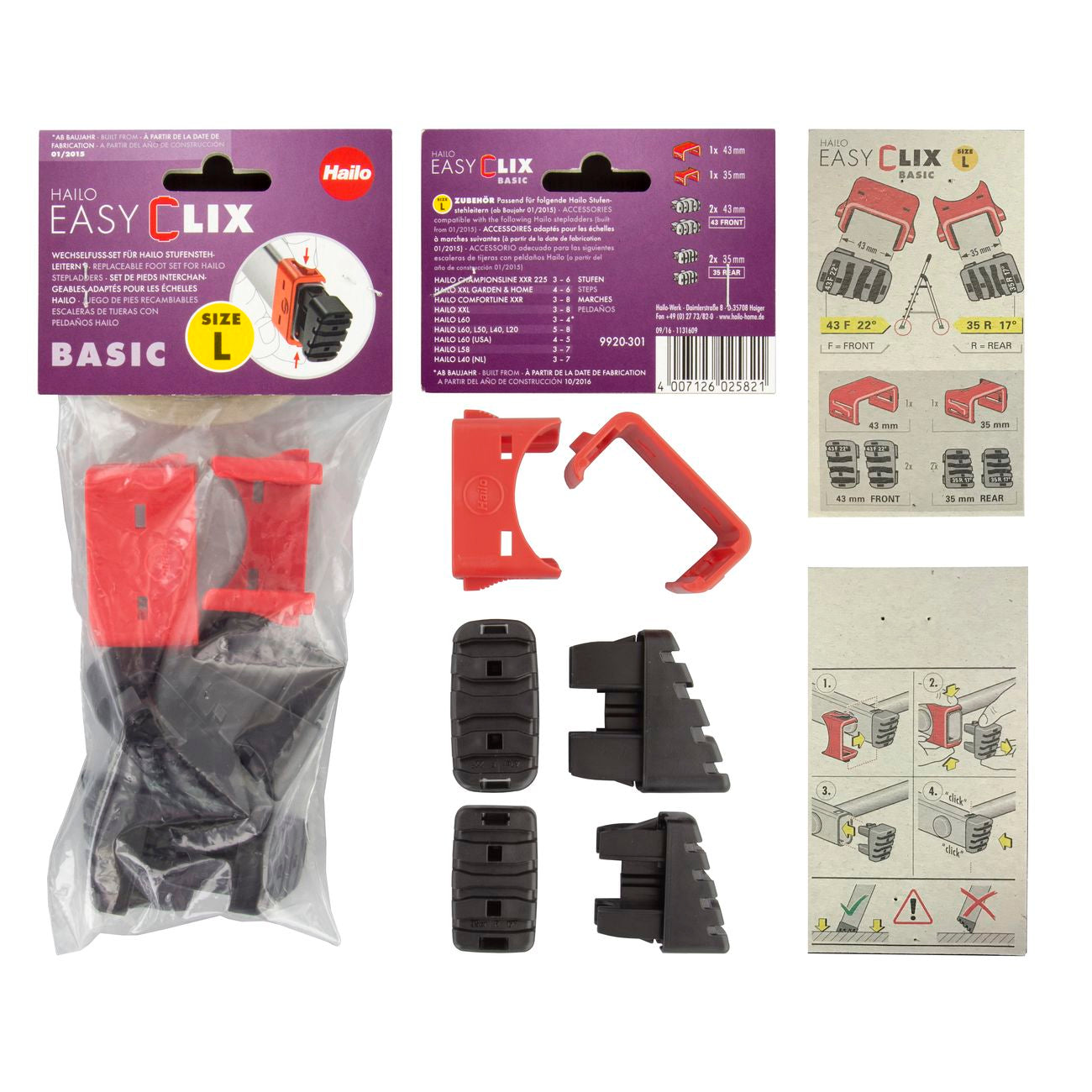 Hailo kit 4 piedini l per scala l40-l60 5-6-7-8 gradini