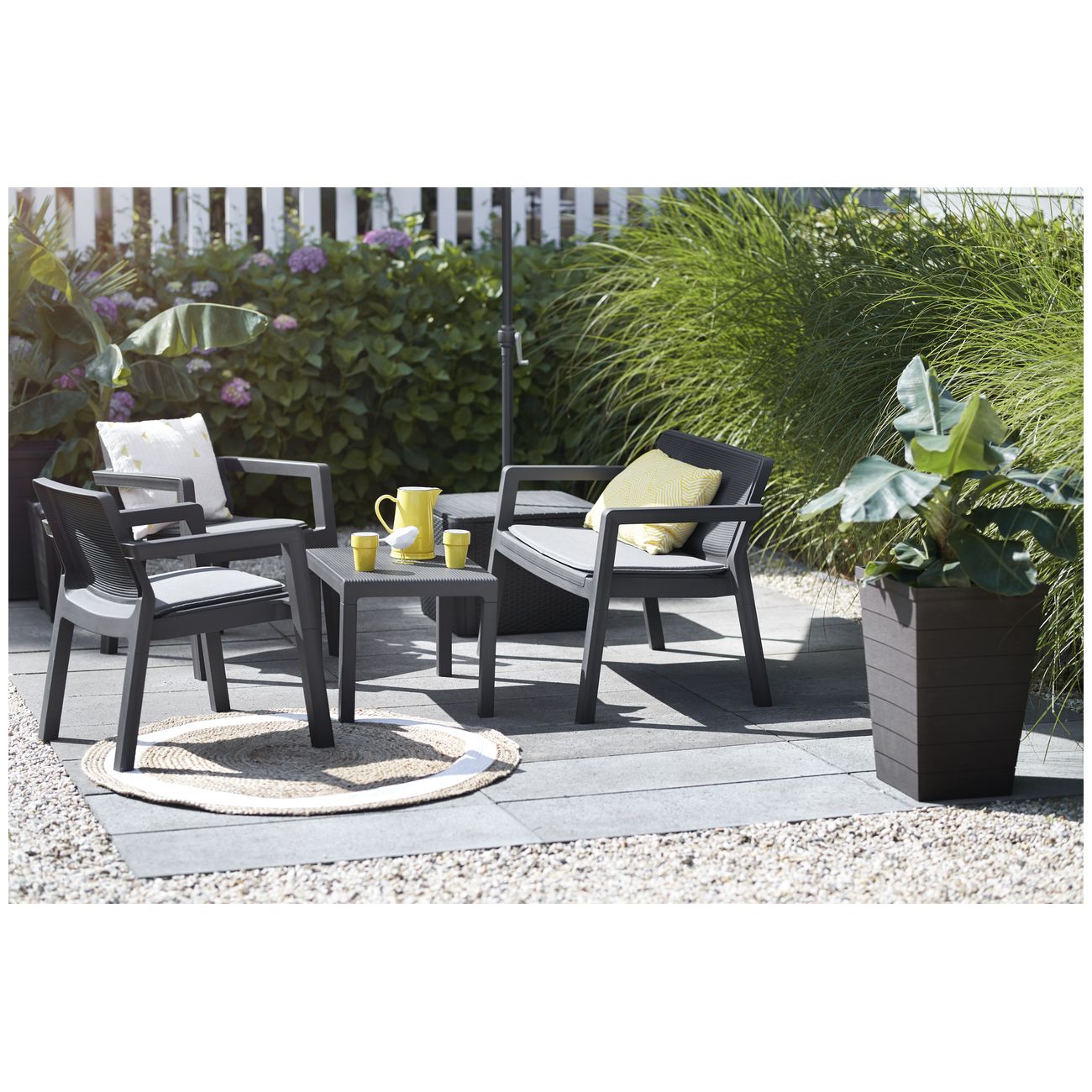 Salotto in resina antiurto - Emily Lounge Set - 4 posti - colore graphite