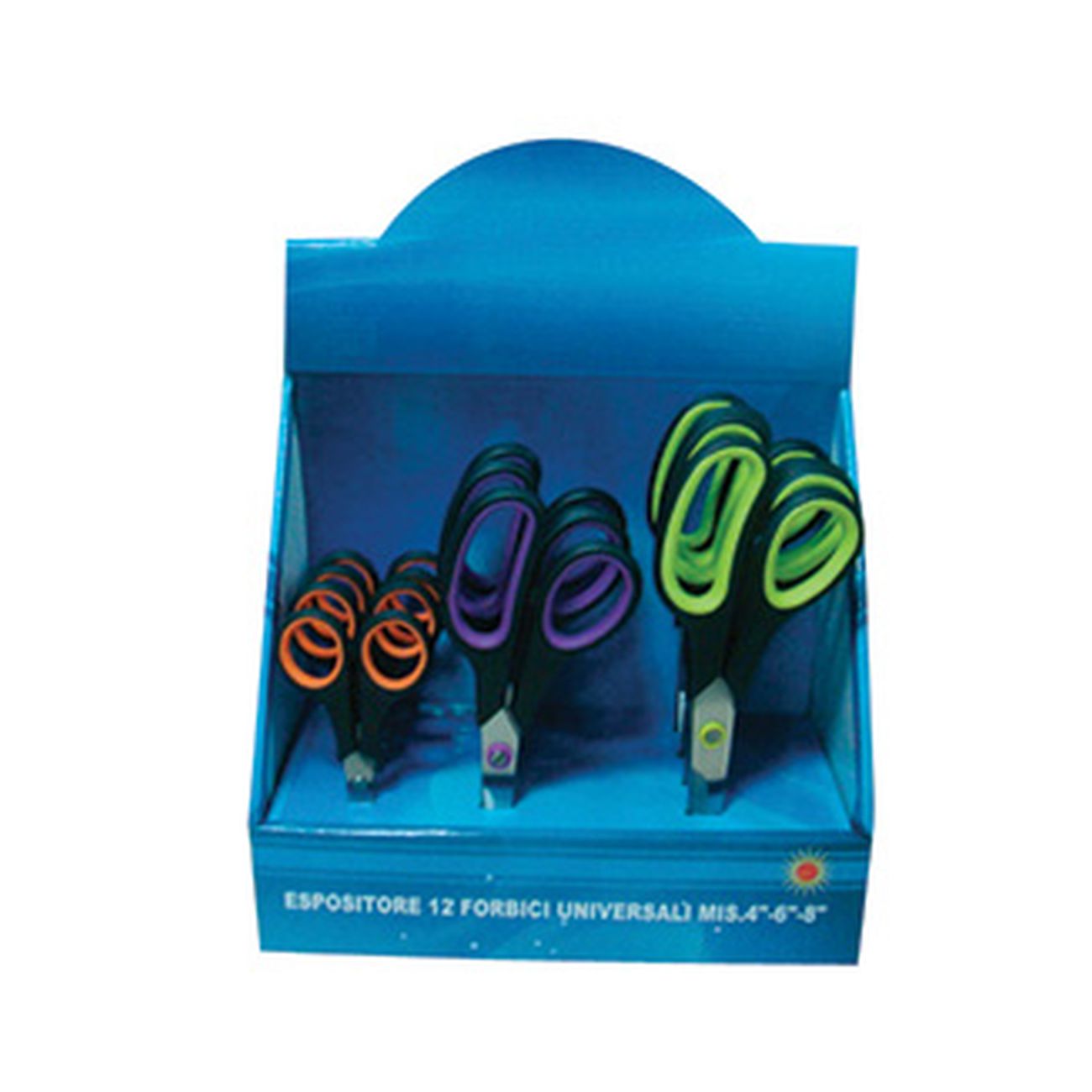 Espositore 12 forbici universali mis.4-6-8