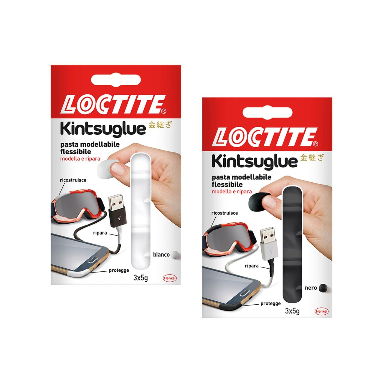 Pasta adesiva modellabile 'kintsuglue' 3 pz x gr. 5 - 12 bl