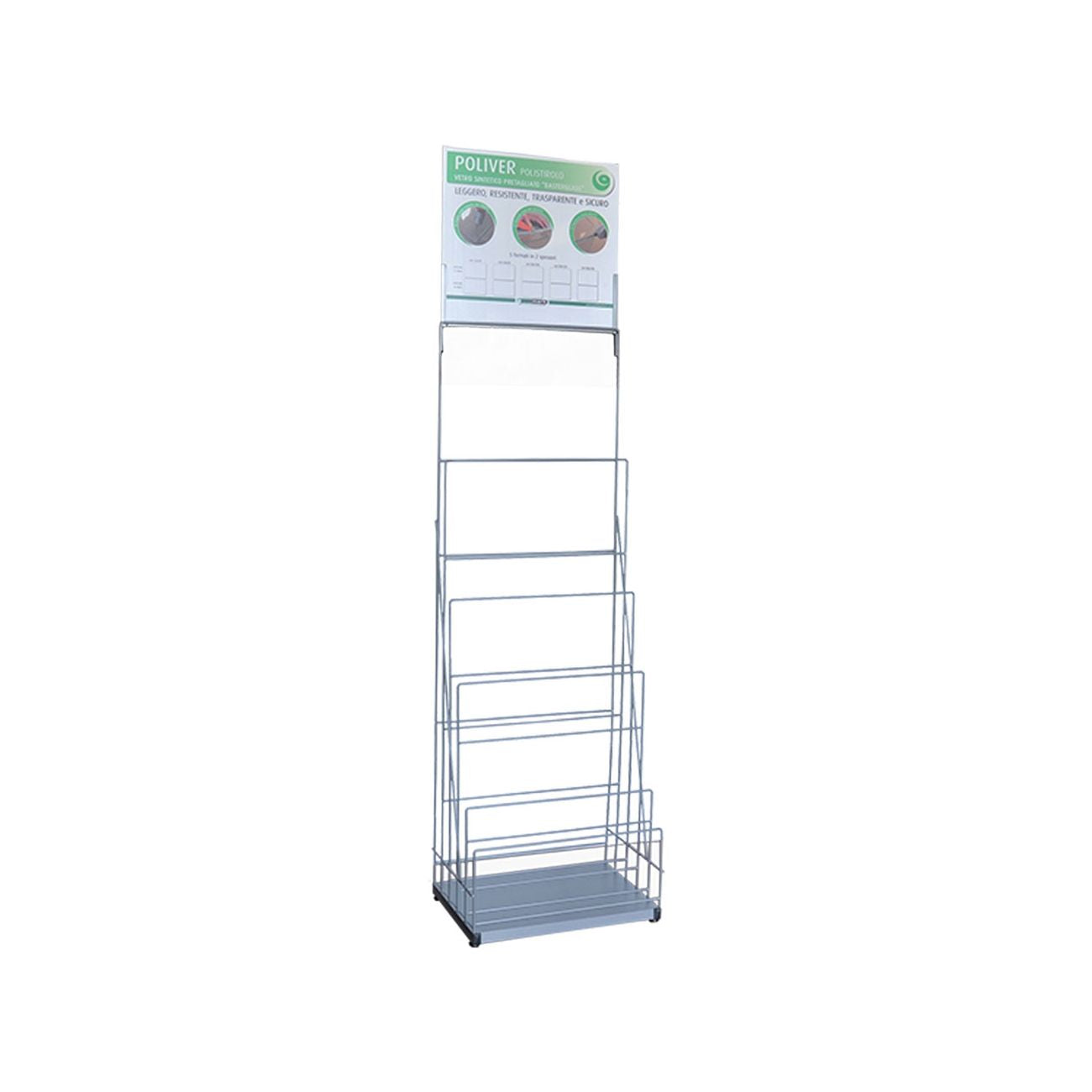 Espositore per vetro sintetico cm 53 x 34 x  h 200