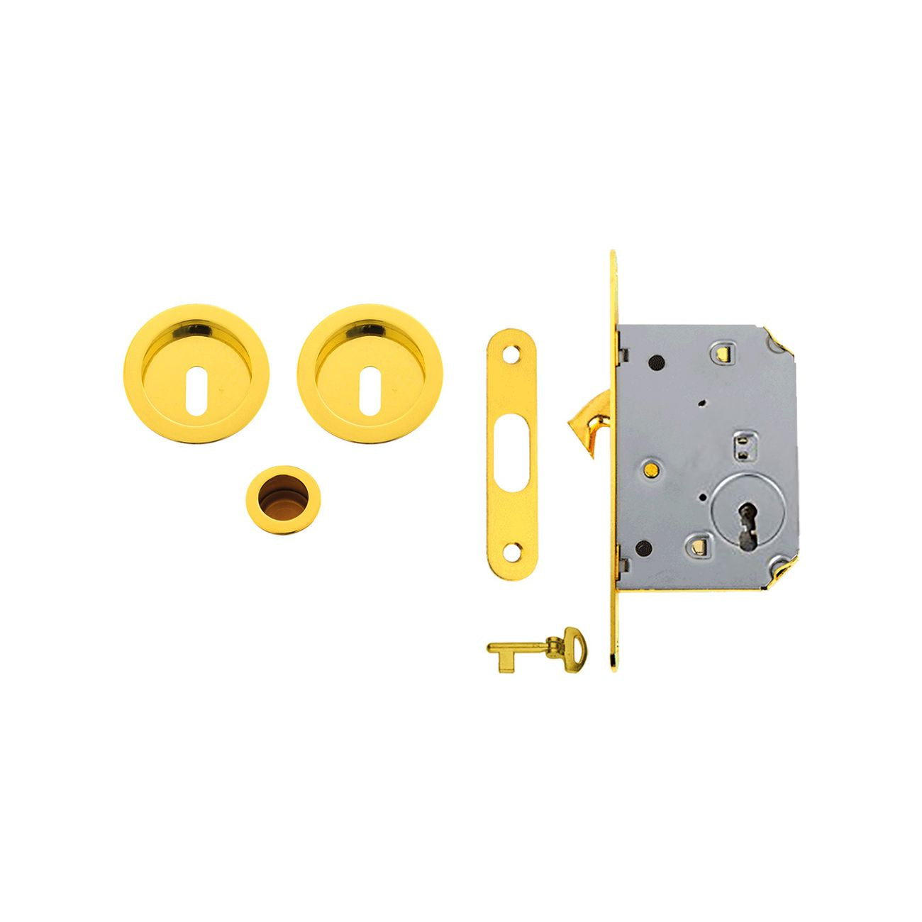 Kit per porte scorrevoli coppia nicchie tonde mm 48 con foro chiave