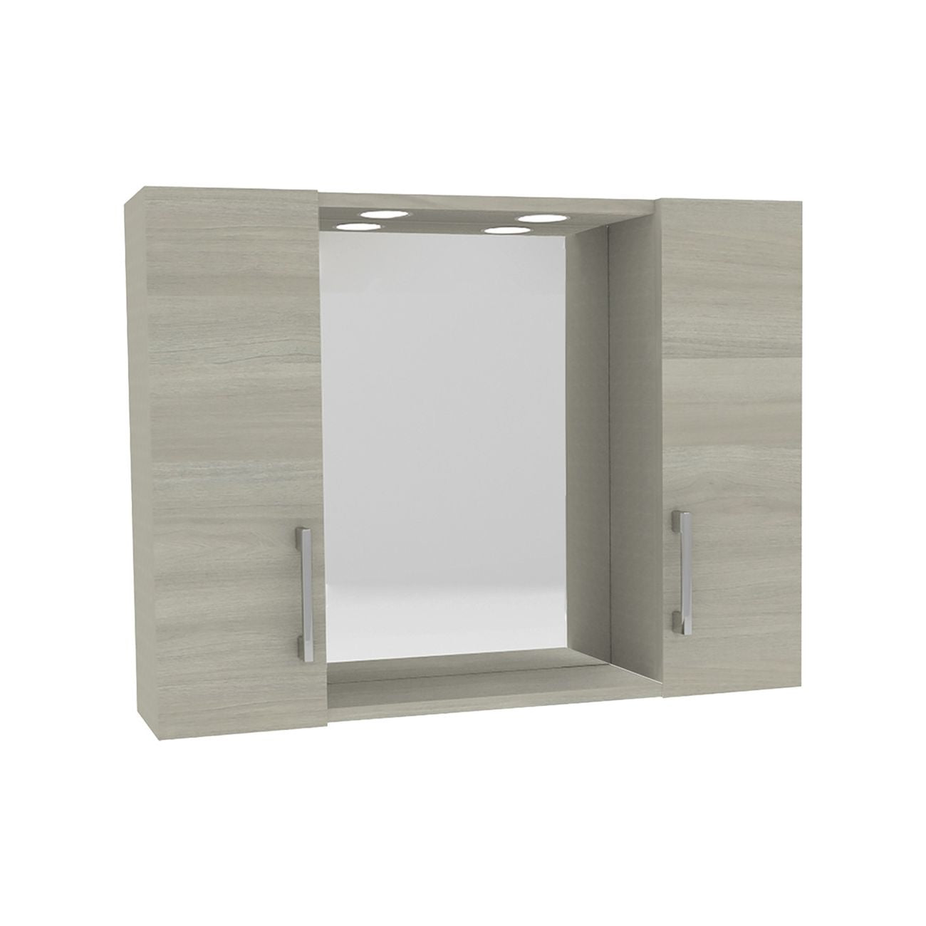 Specchiera da bagno pensile doppio 'dia' cm 77 x 16 x h.57 - rovere grigio