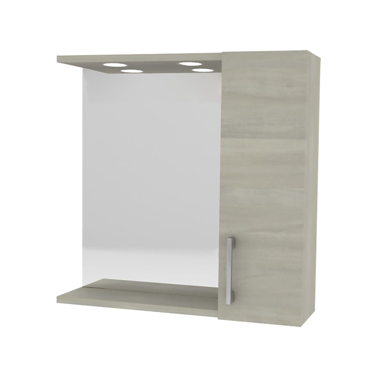 Specchiera da bagno pensile singolo cm 58 x 16 x h.57 - rovere grigio