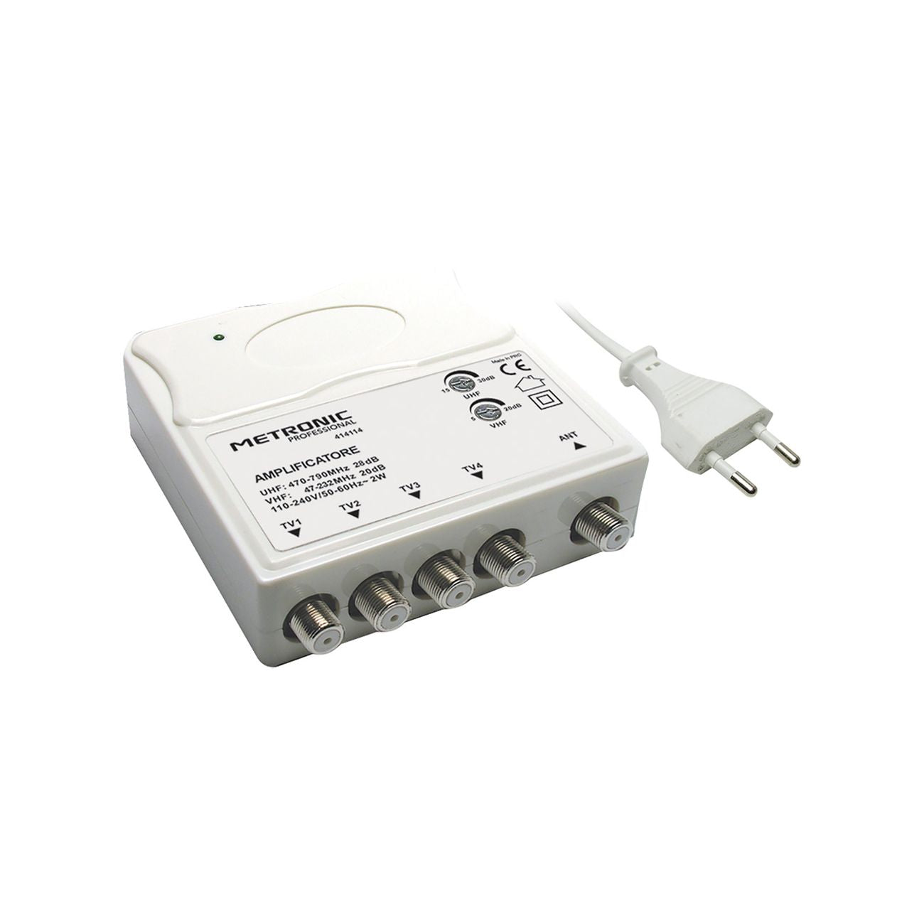 Amplificatore interno 1 in/4 out 1 ingresso uhf/vhf - 4 uscite tv