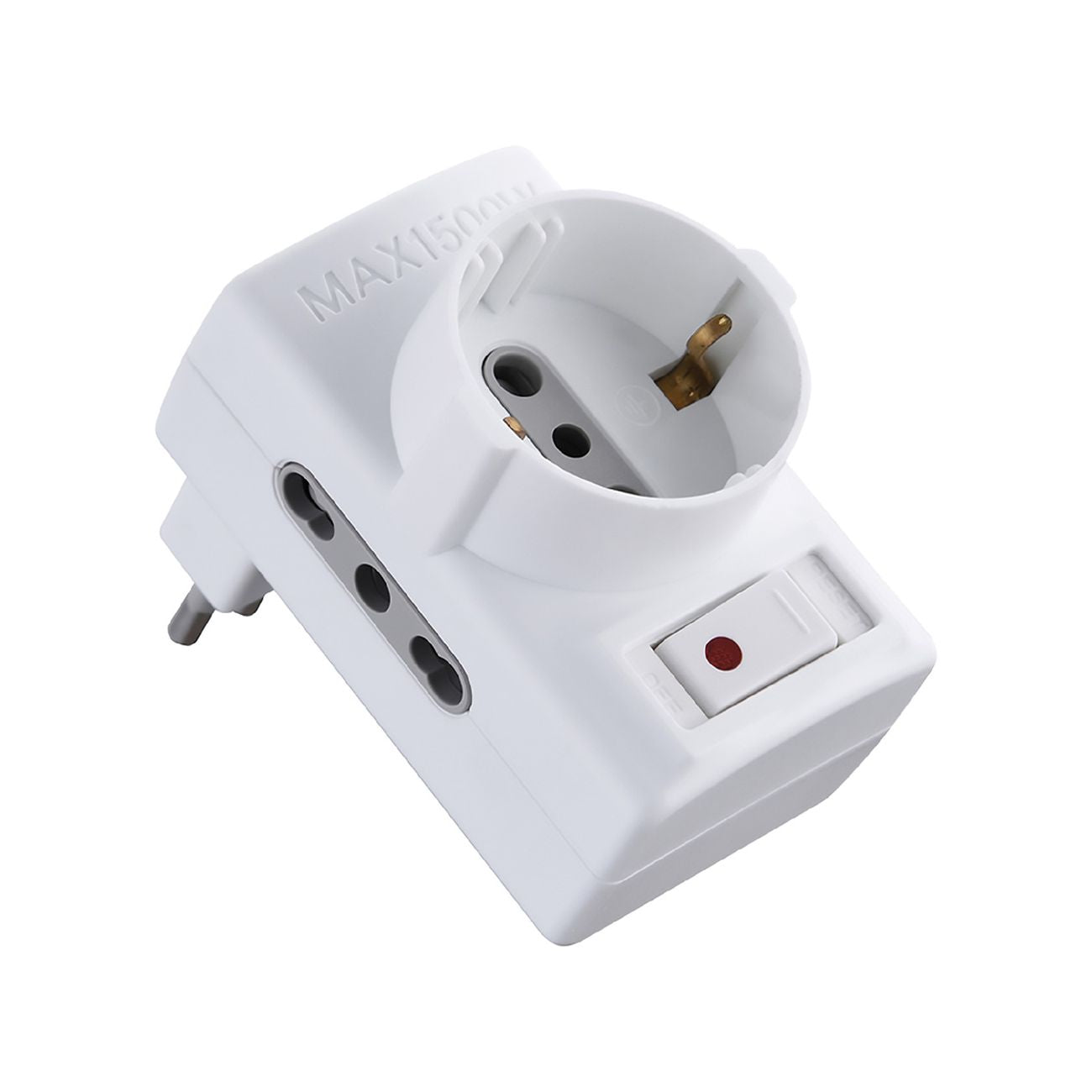 Adattatore triplo con protezione sovraccarico spina 2p+t10a - art.70025