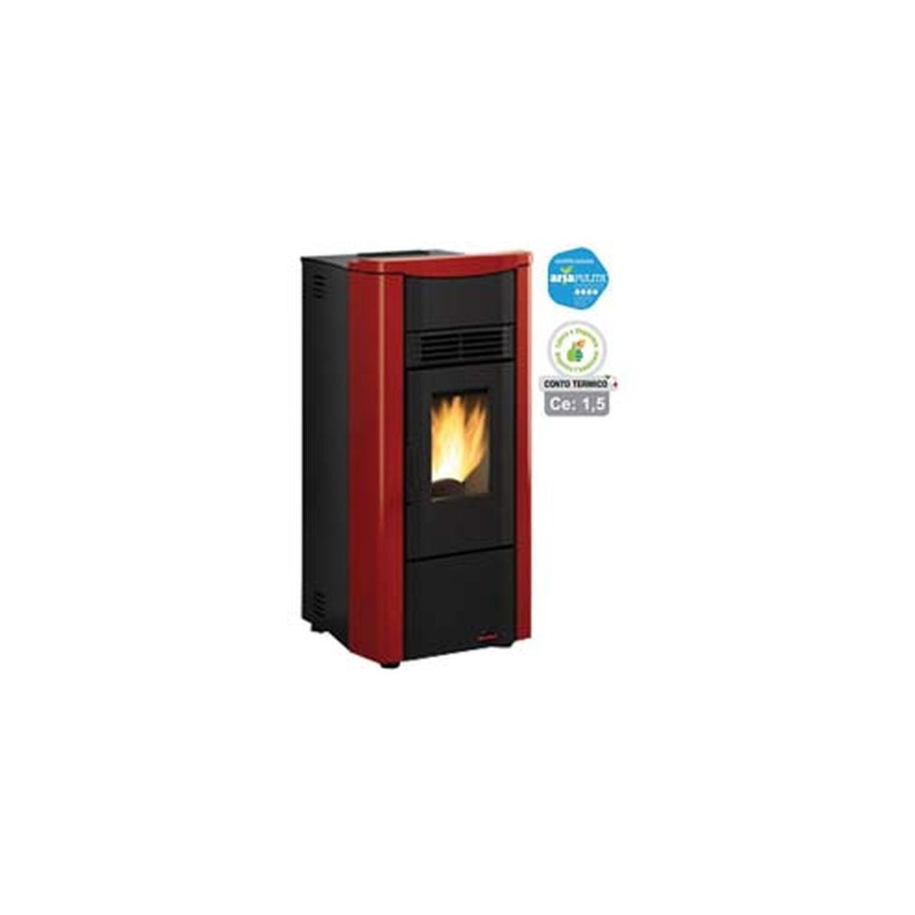 Stufa a pellet giusy evo 2.0 7 kw bordeaux (conto termico) - misure cm.49,8x49x102,20h. - peso kg.92